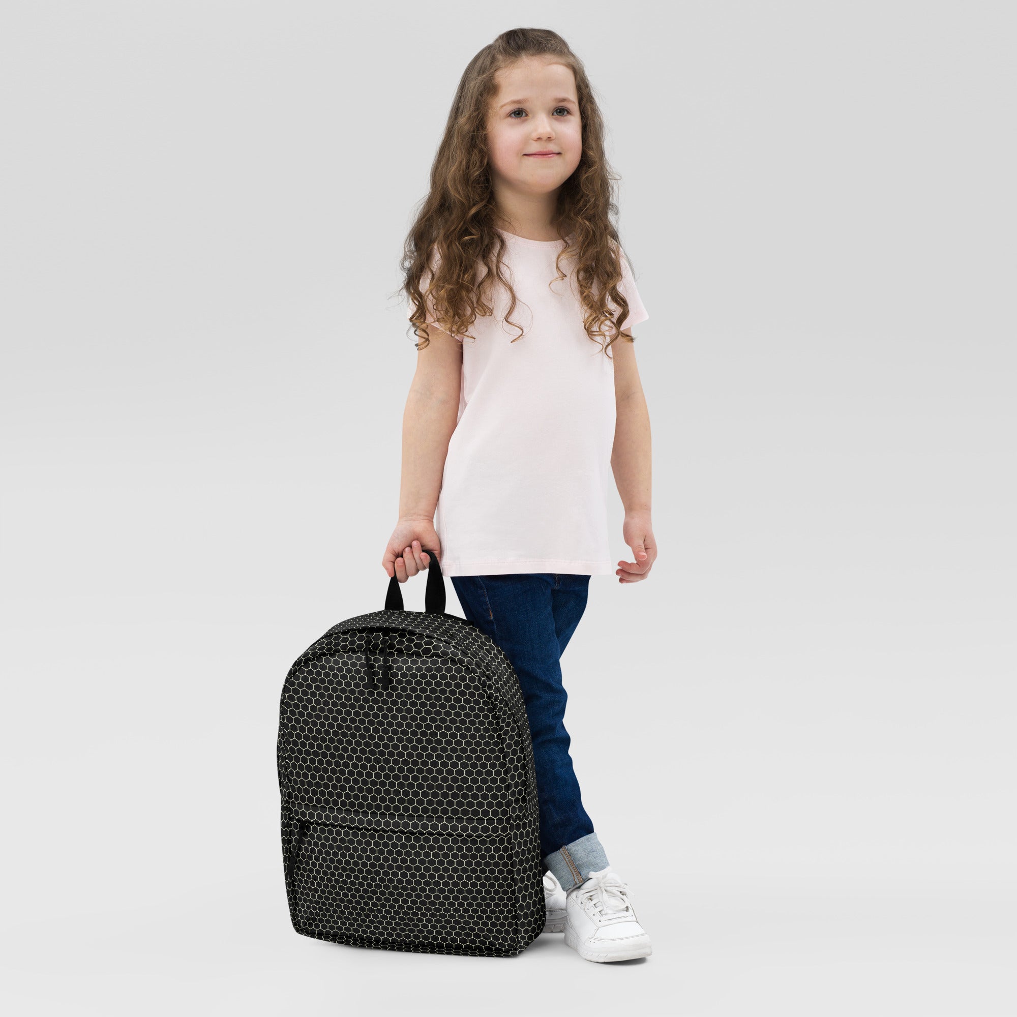 Trendy Beehive Honeycomb Black Hexagon Geometric Backpack