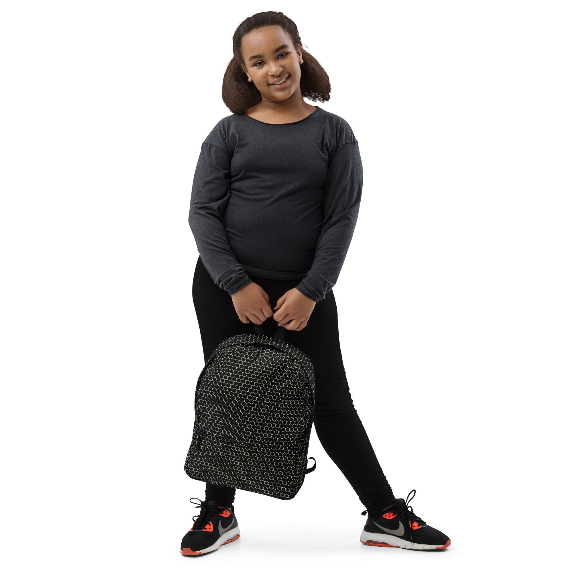 Trendy Beehive Honeycomb Black Hexagon Geometric Backpack