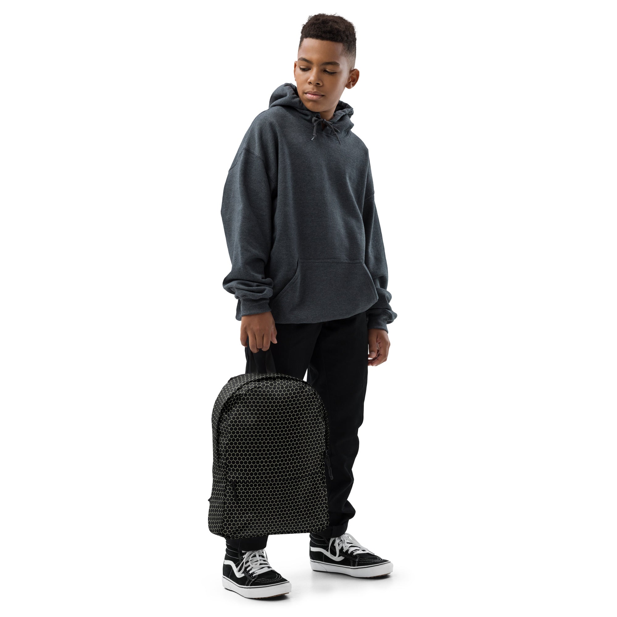 Trendy Beehive Honeycomb Black Hexagon Geometric Backpack