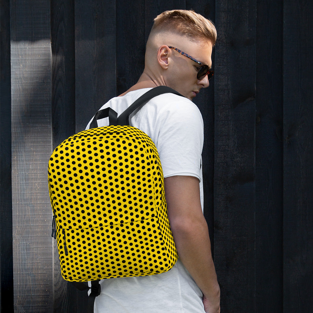 Vintage Black Polka Dot Yellow Summer Backpack