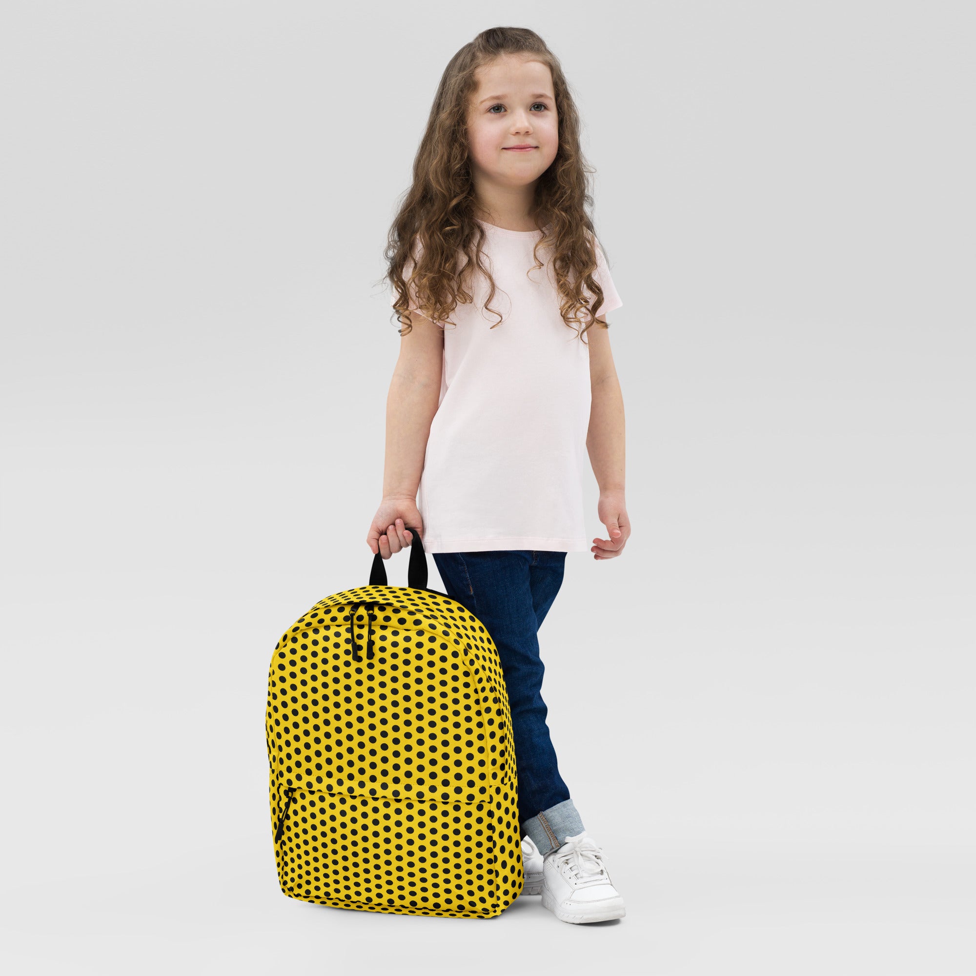 Vintage Black Polka Dot Yellow Summer Backpack