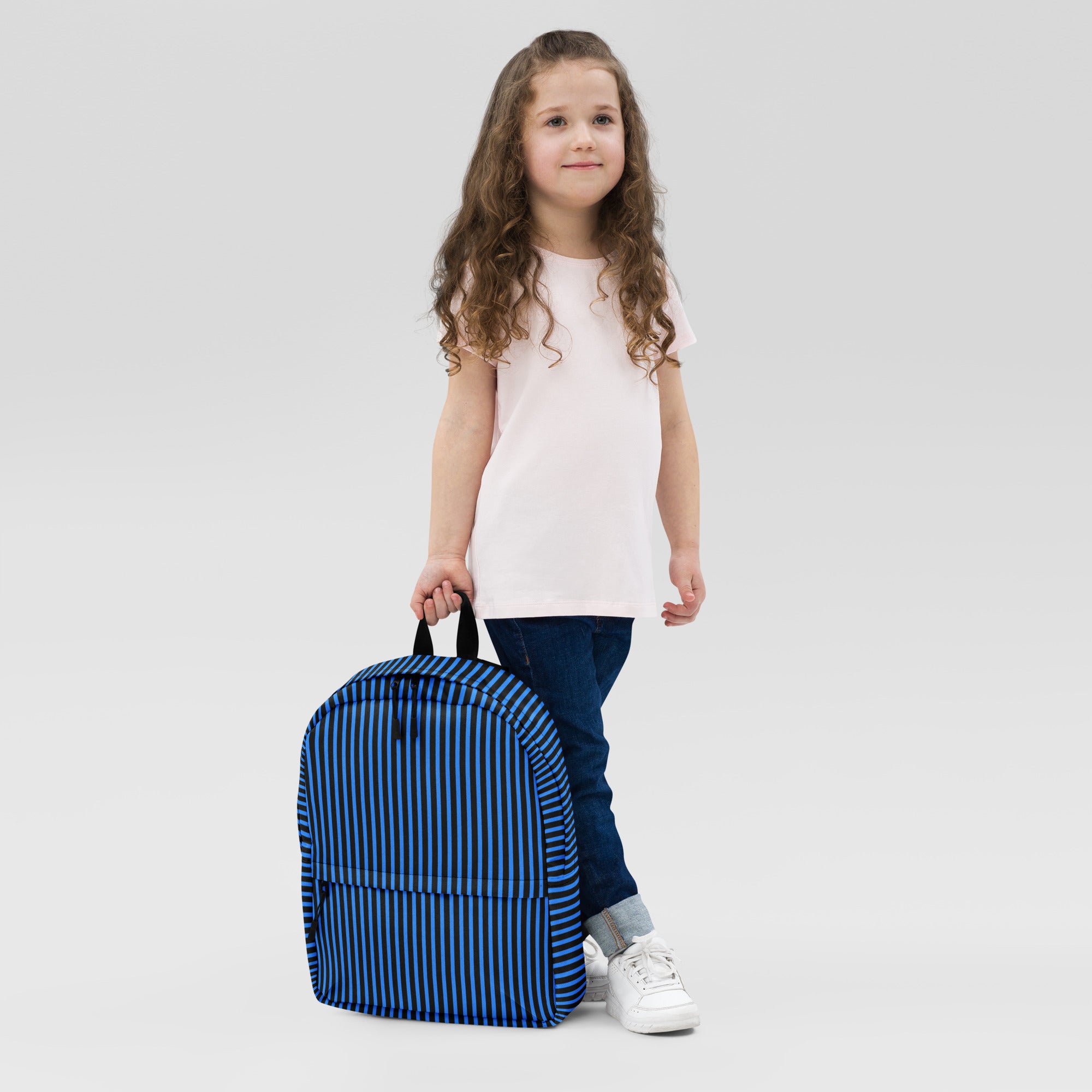 Minimal Black Stripes with Blue Lines Streaks Trendy Backpack