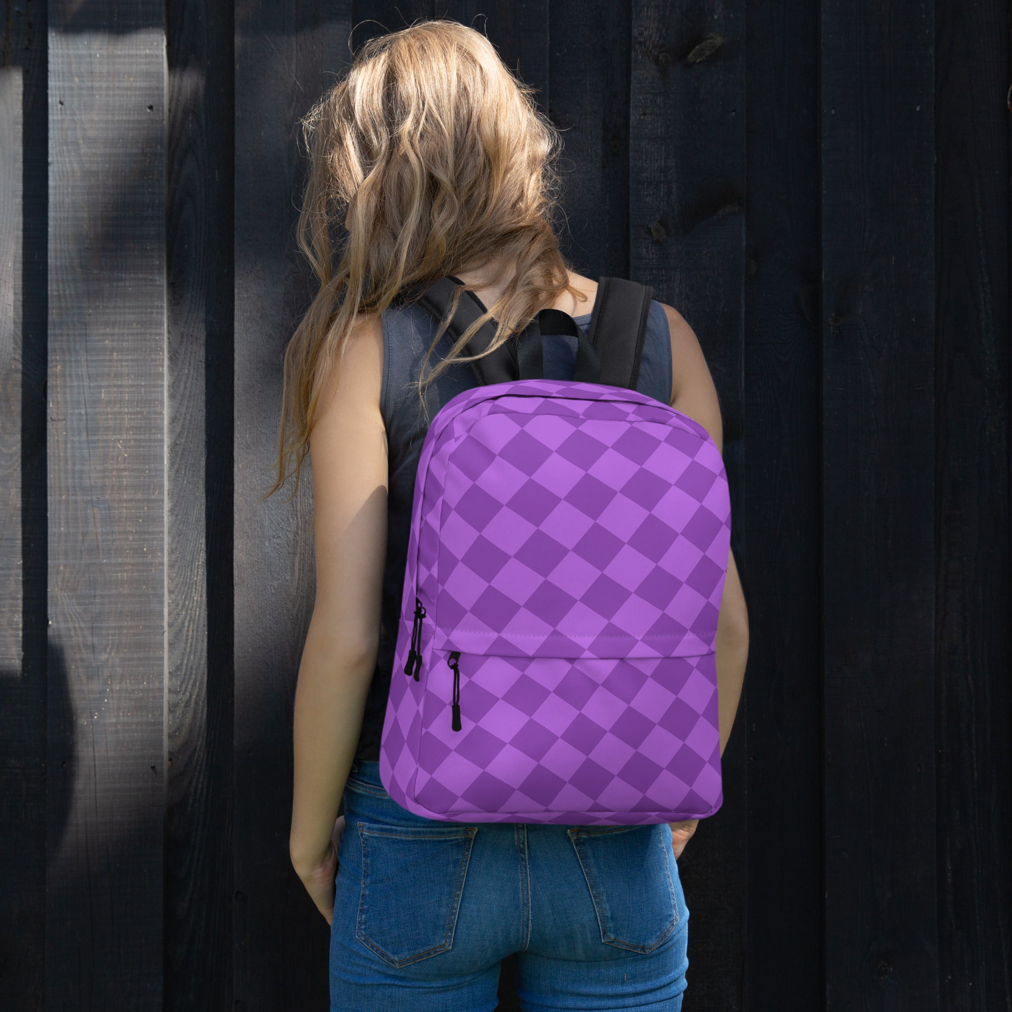 Preppy Lavender Checkered Back to School Purple Backpack
