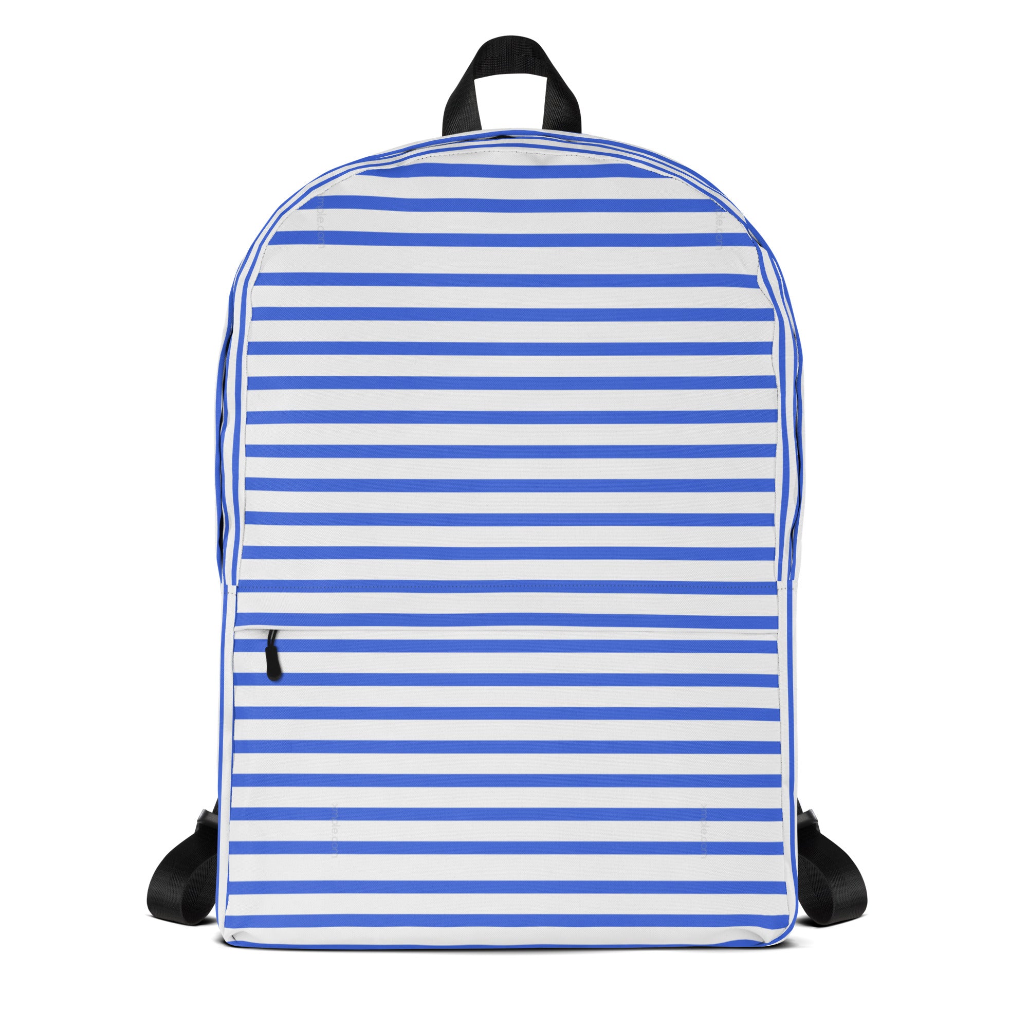 Nautical Striped Blue & White Horizontal Streaks Lines Backpack