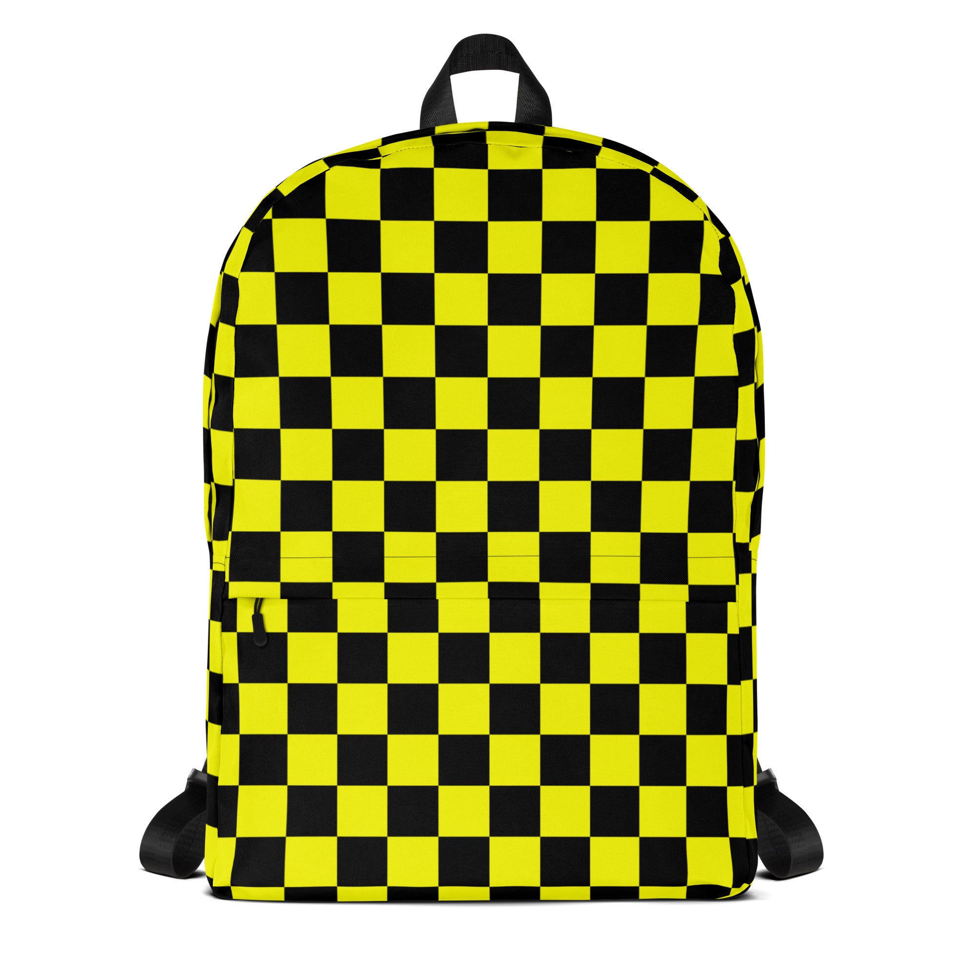 Preppy Yellow and Black Aesthetic Checkered Print Backpack