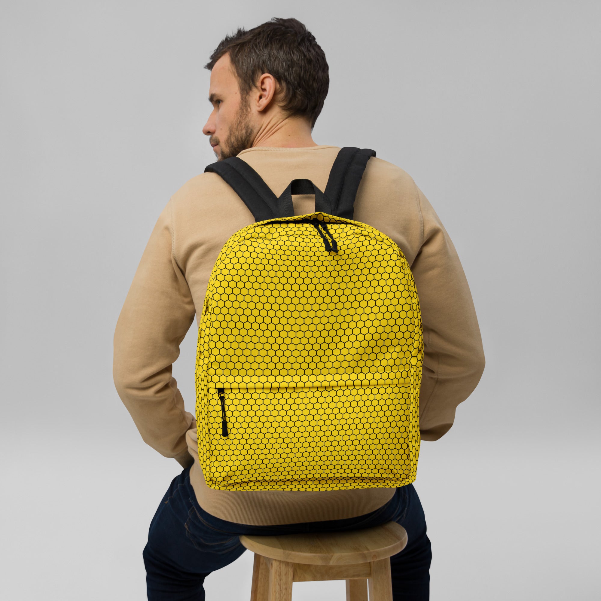 Trendy Bees Hive Honeycomb Yellow Hexagon Geometric Backpack