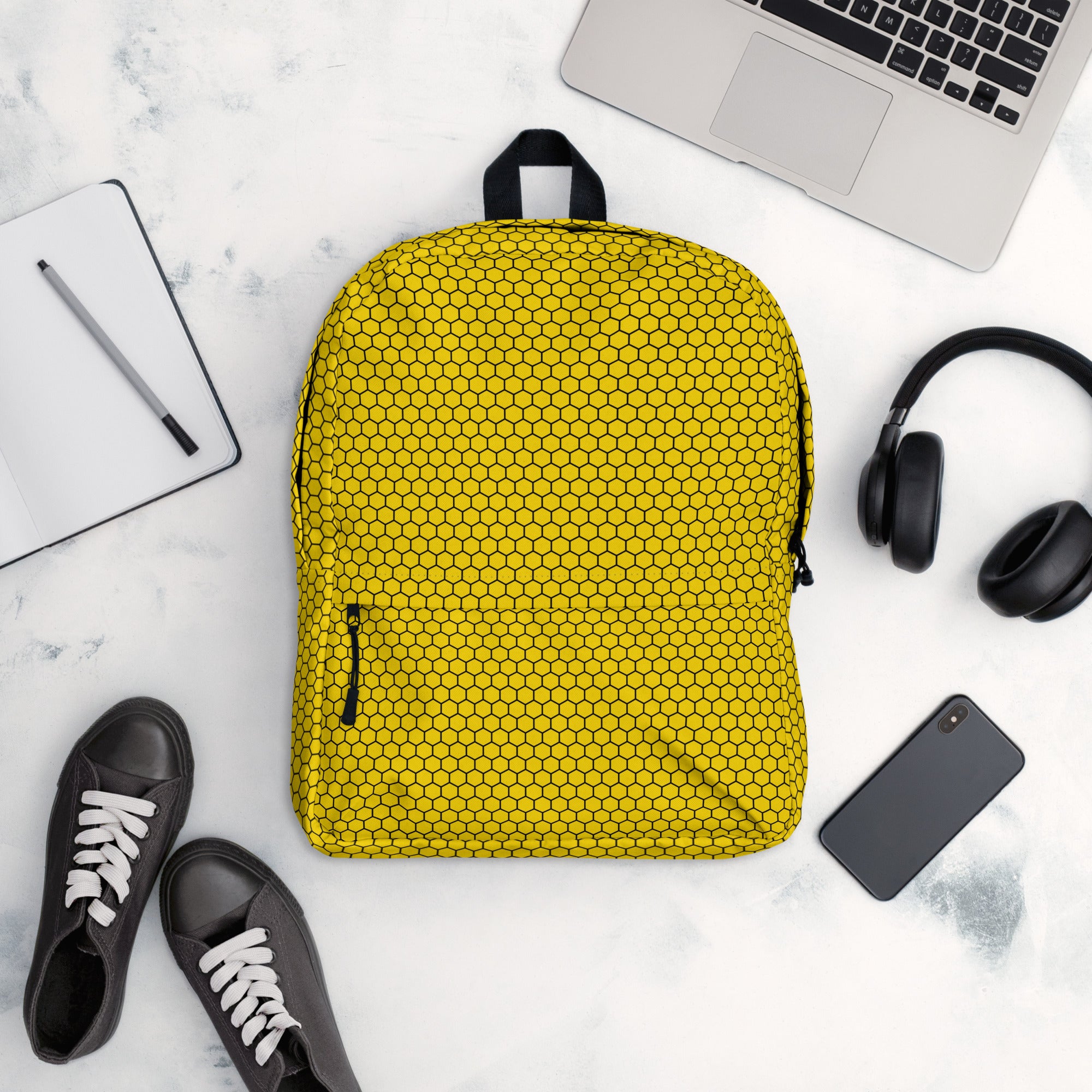 Trendy Bees Hive Honeycomb Yellow Hexagon Geometric Backpack