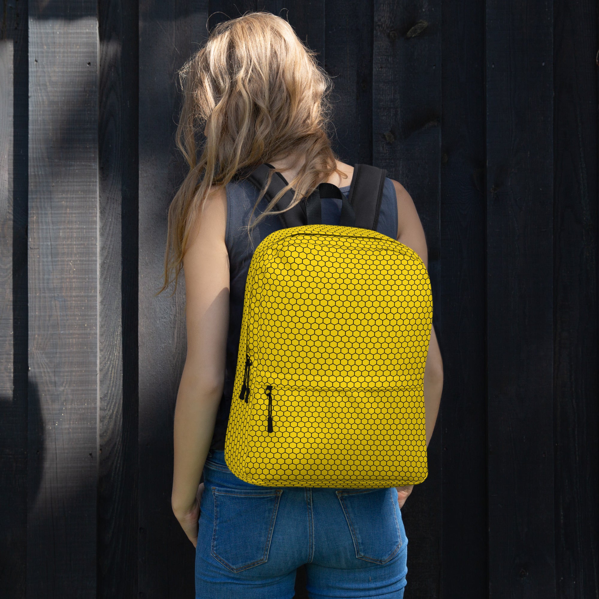 Trendy Bees Hive Honeycomb Yellow Hexagon Geometric Backpack