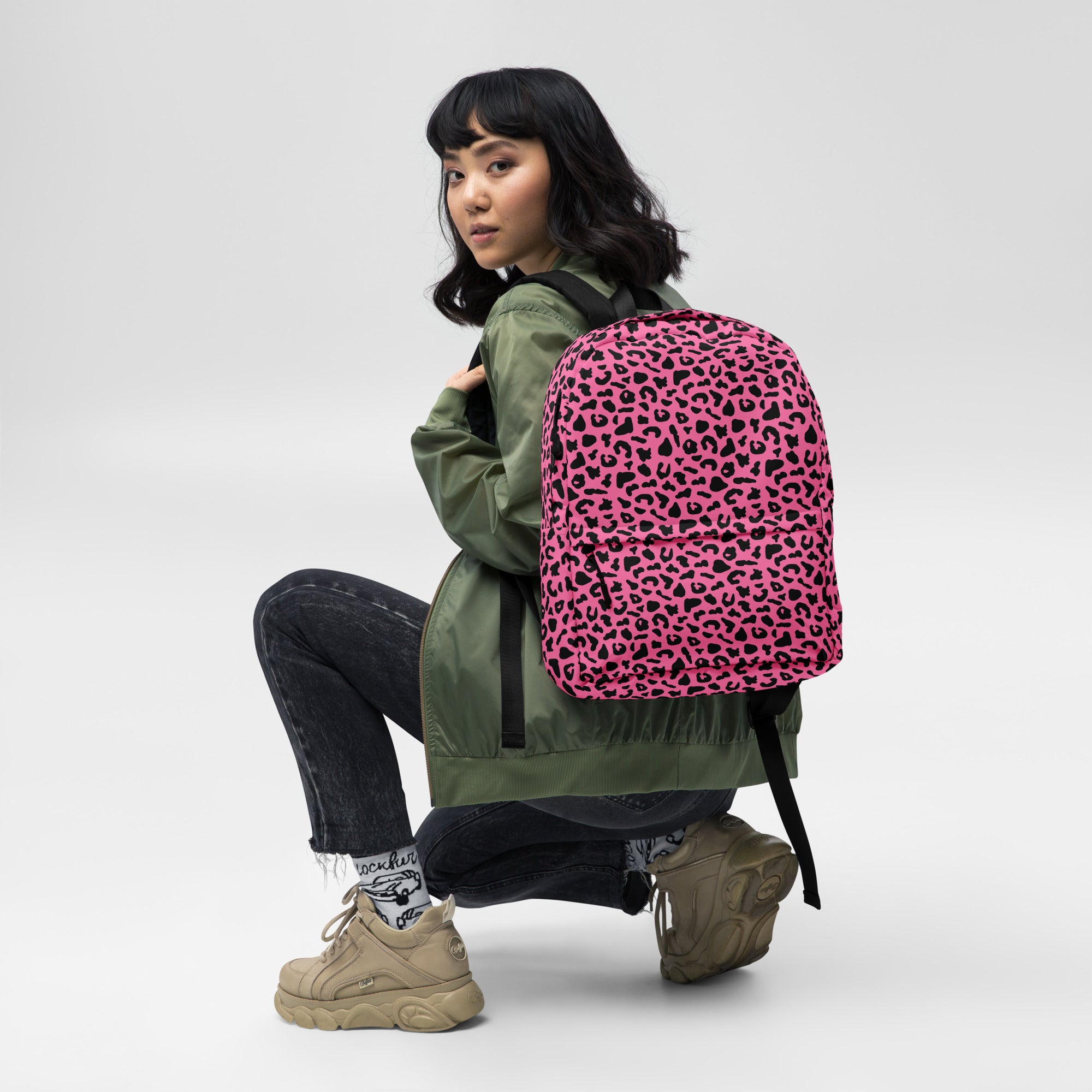 Preppy Pink Cheetah Print Back to School Backpack