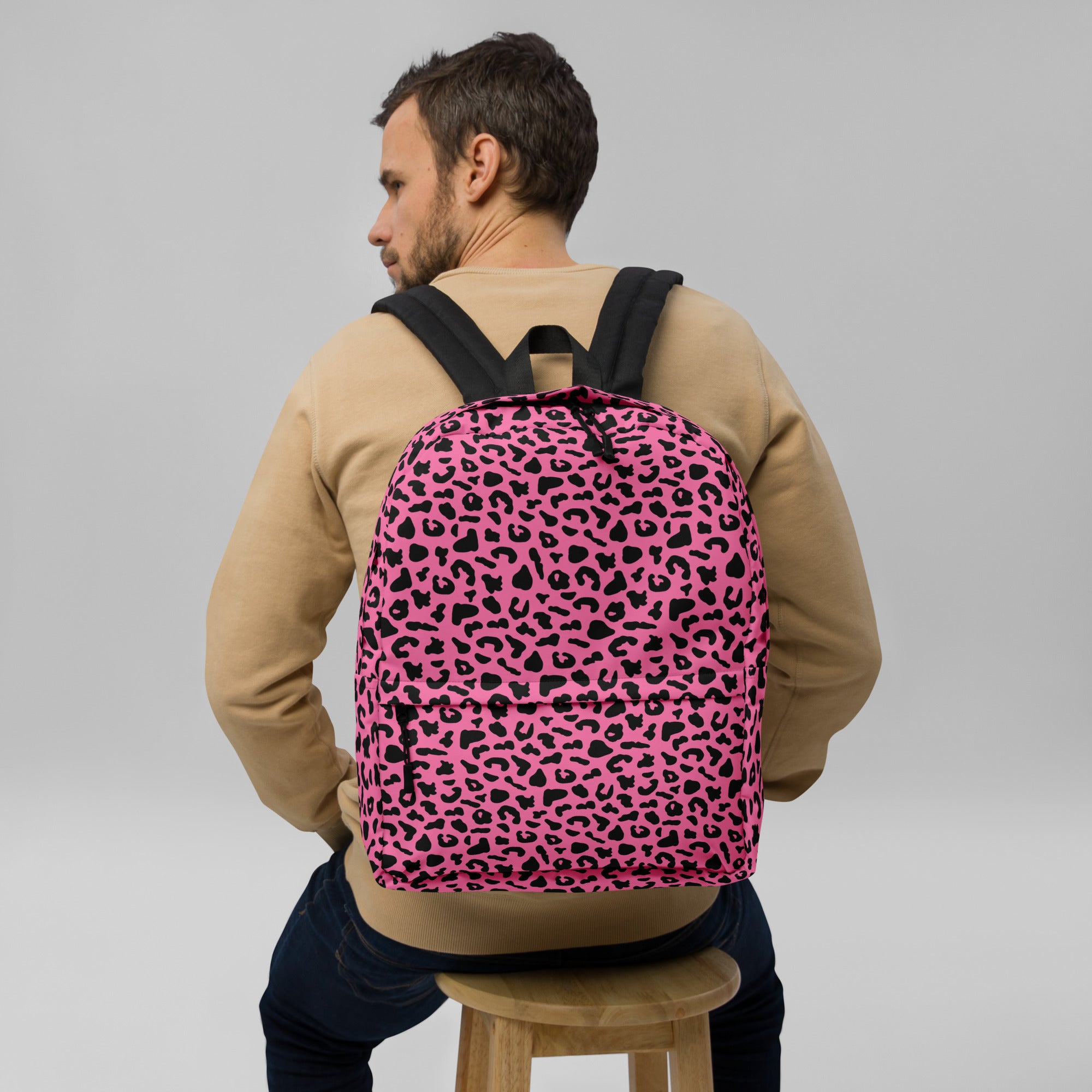 Preppy Pink Cheetah Print Back to School Backpack