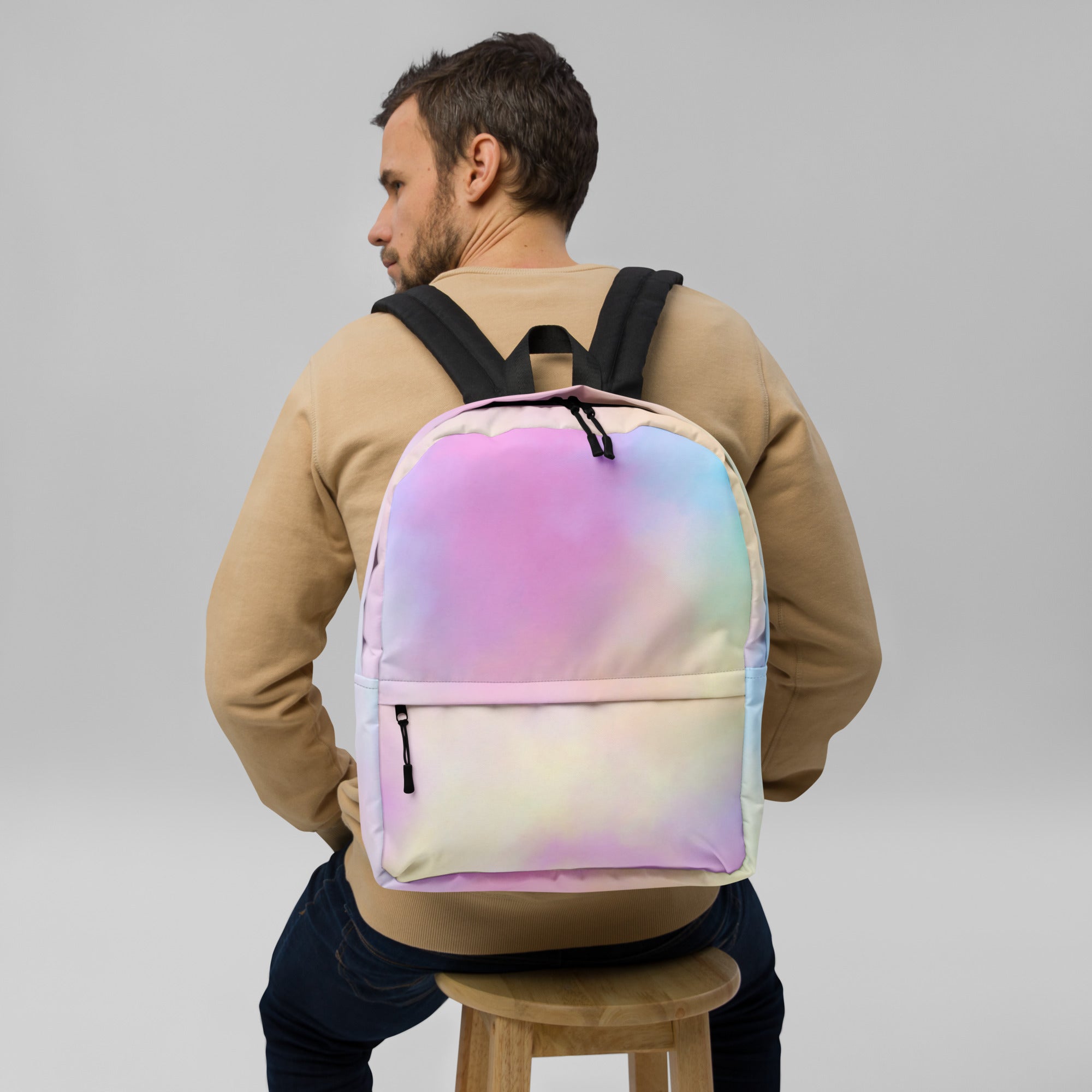 Preppy Cute Cotton Candy Print Aesthetic School Backpack