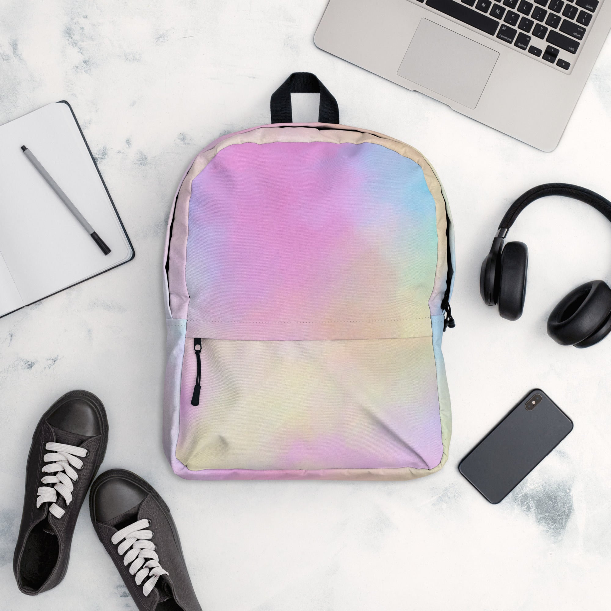 Preppy Cute Cotton Candy Print Aesthetic School Backpack