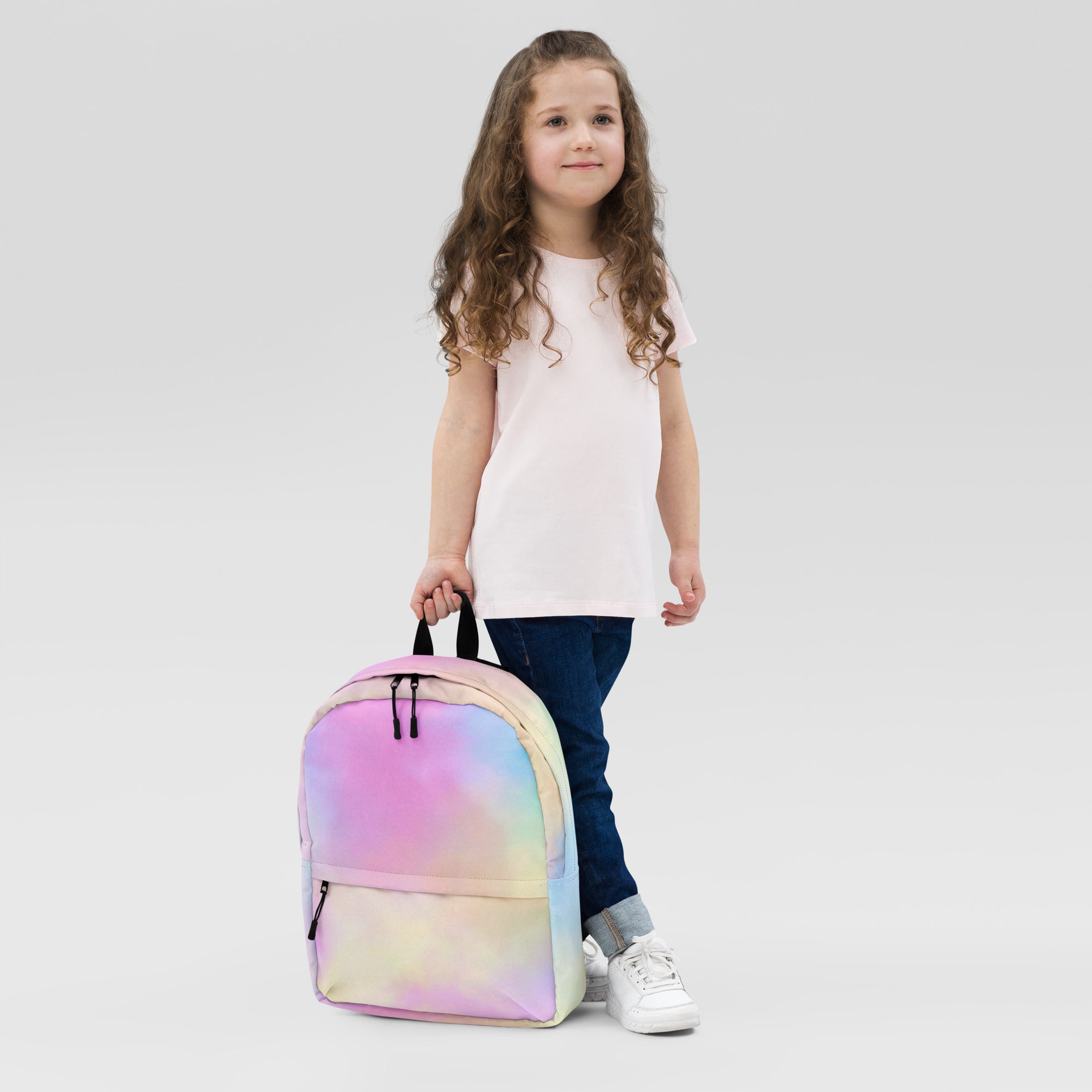 Preppy Cute Cotton Candy Print Aesthetic School Backpack
