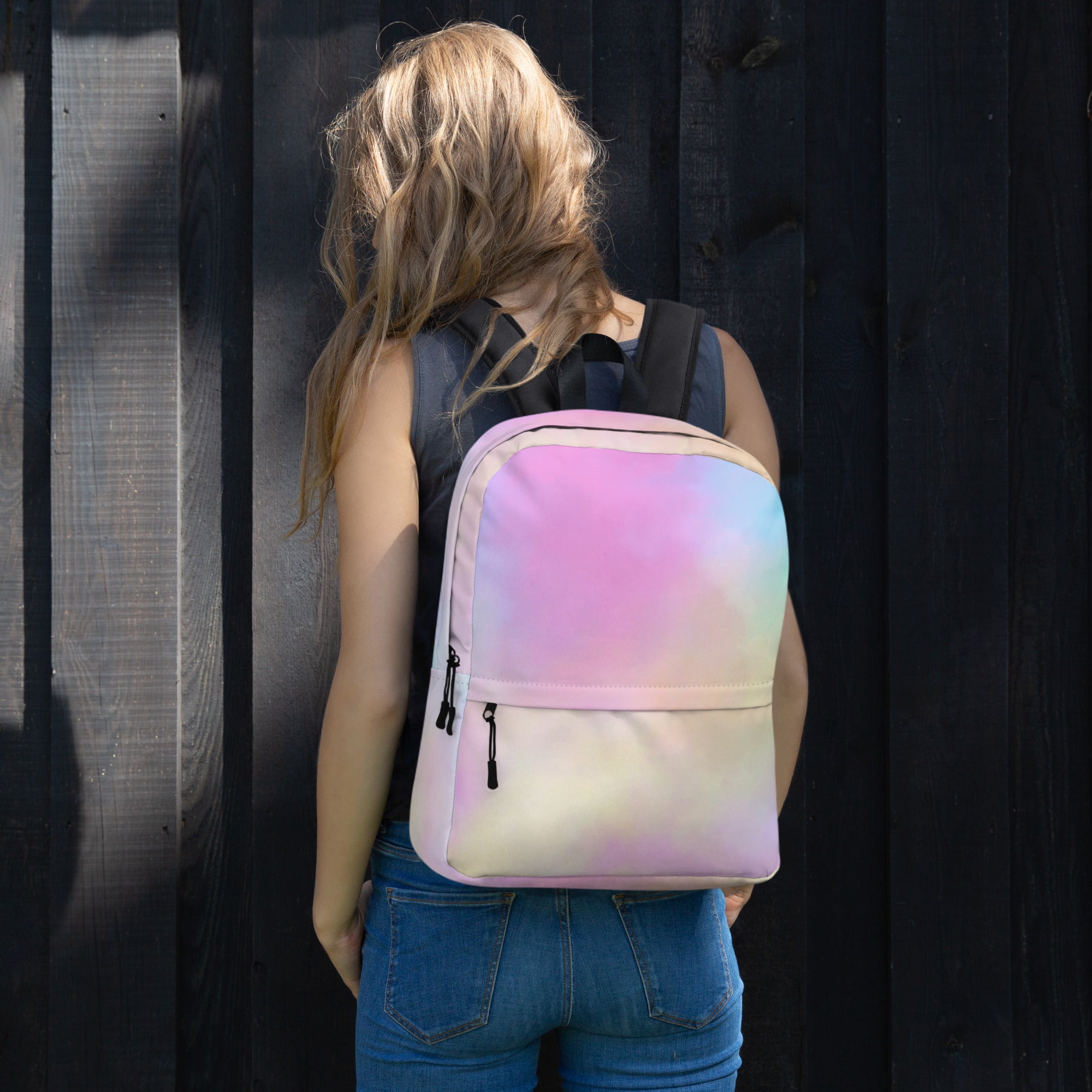 Preppy Cute Cotton Candy Print Aesthetic School Backpack