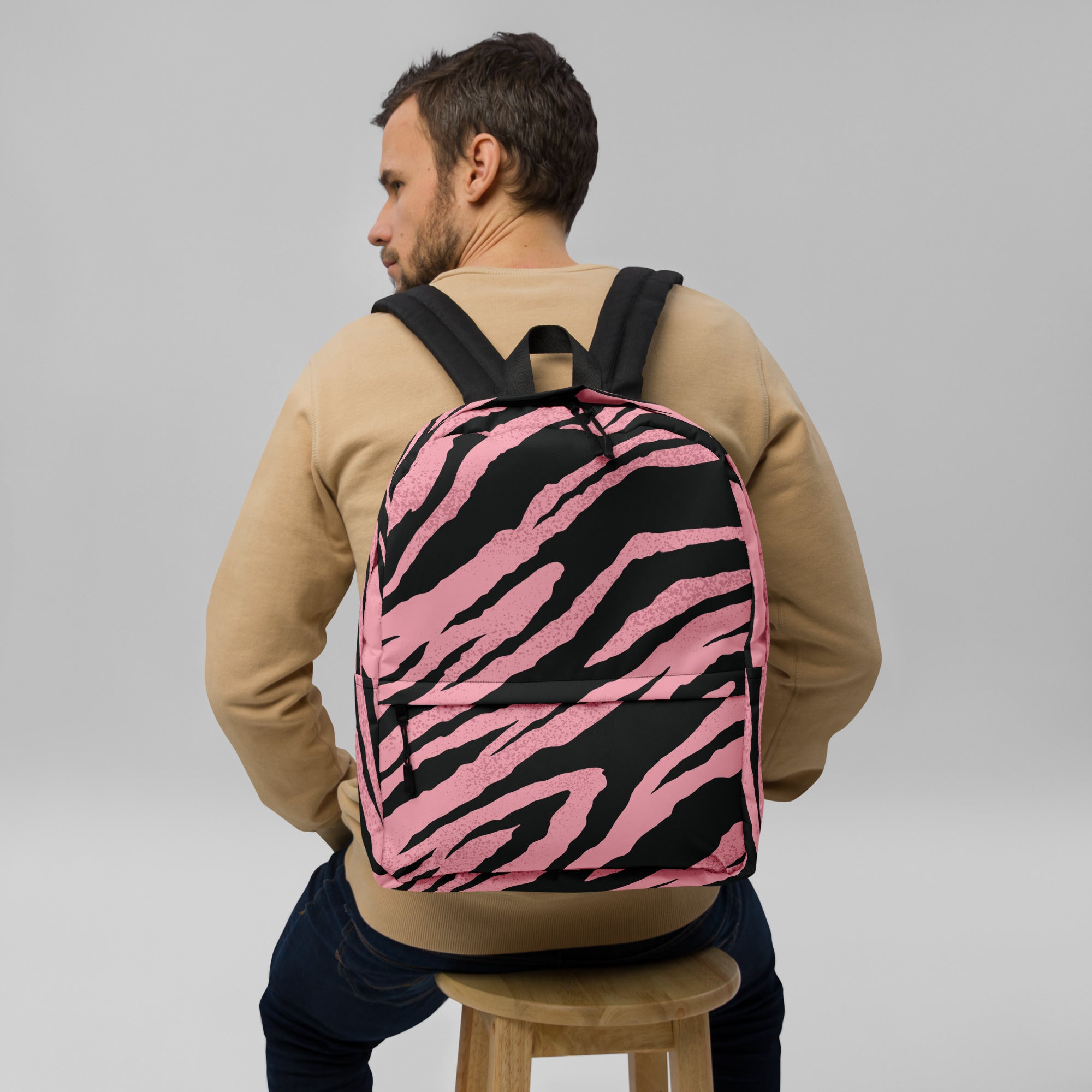 Pink Tiger Pattern Animal Print Laptop & Books Backpack