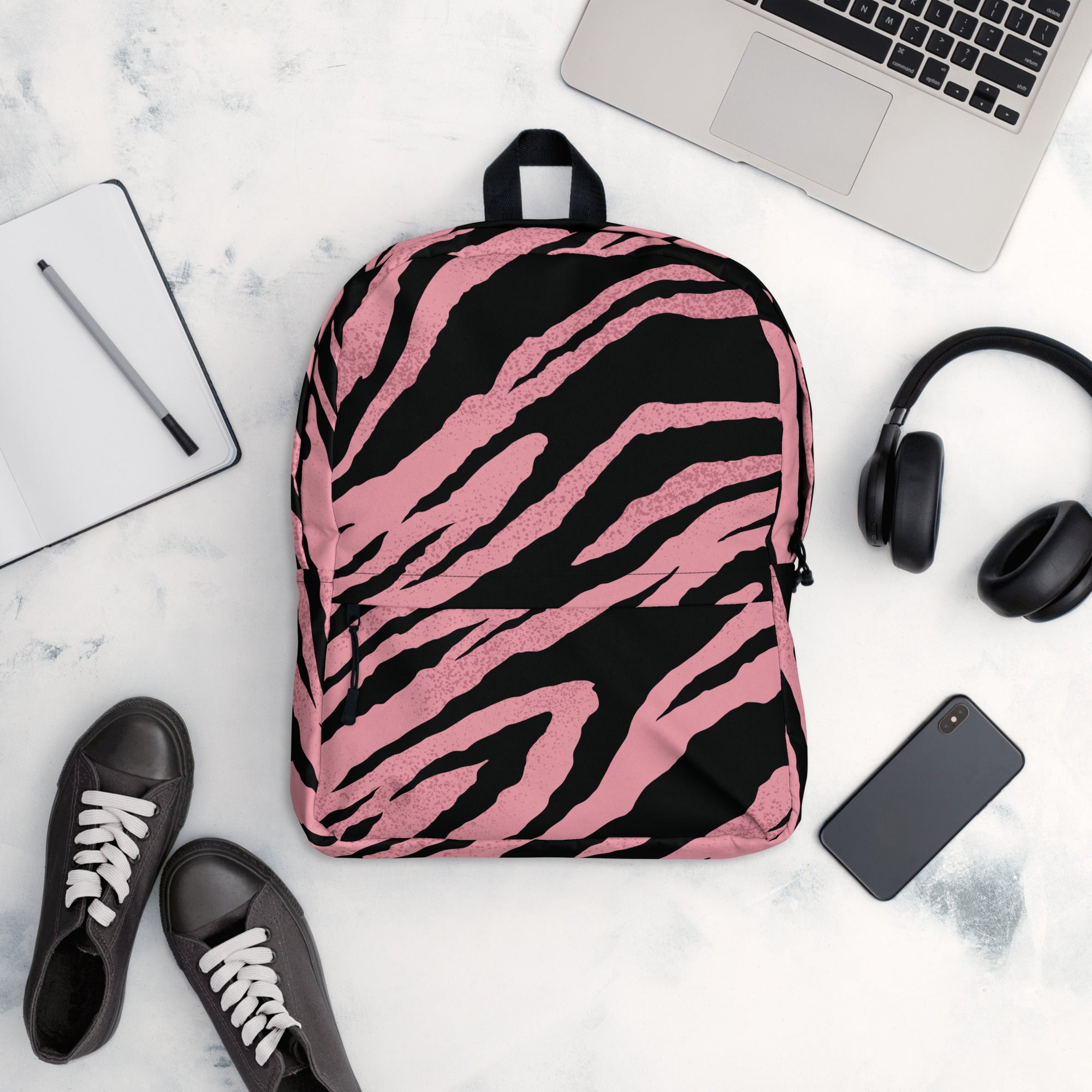 Pink Tiger Pattern Animal Print Laptop & Books Backpack