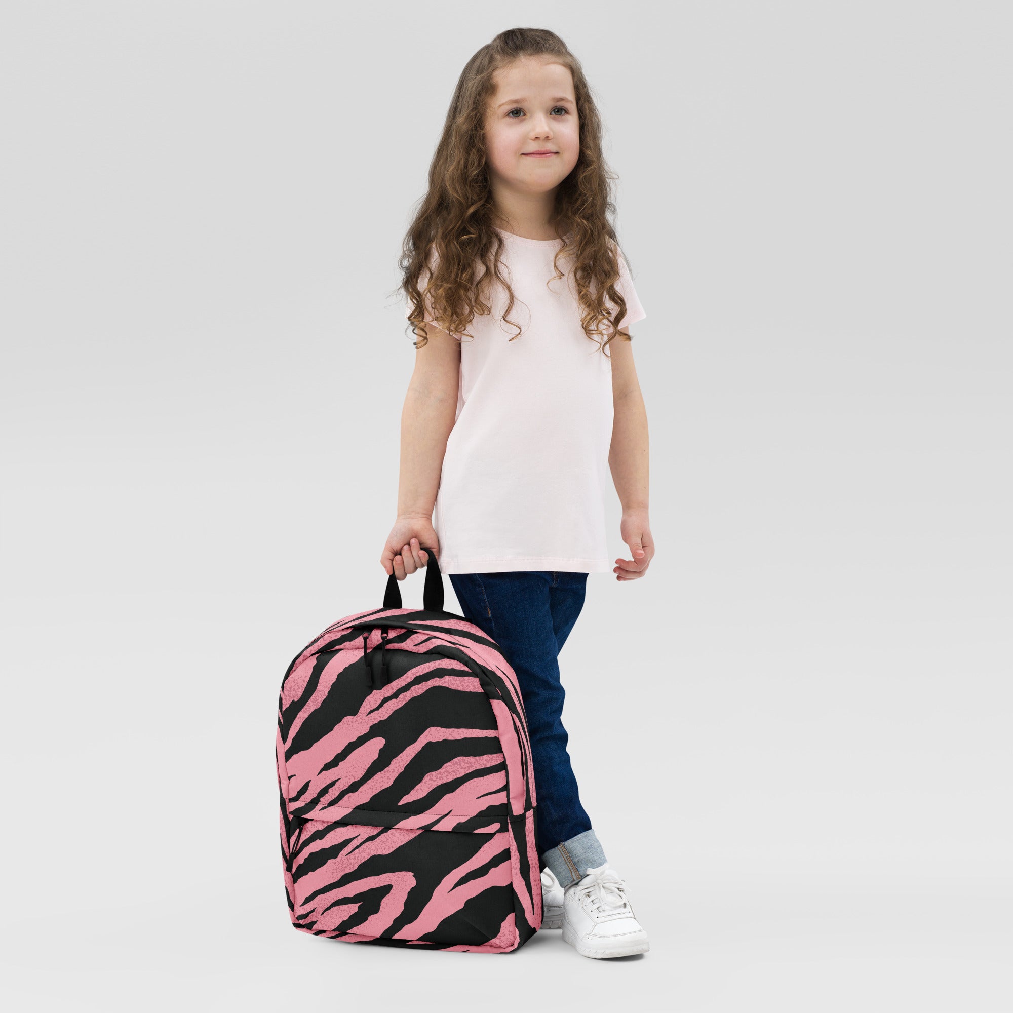 Pink Tiger Pattern Animal Print Laptop & Books Backpack