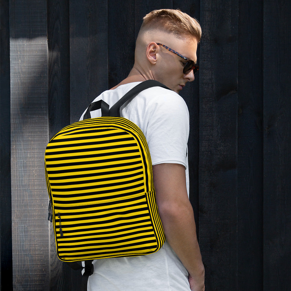 Yellow and Black Honey Bee Inspired Vertical Striped Backpack