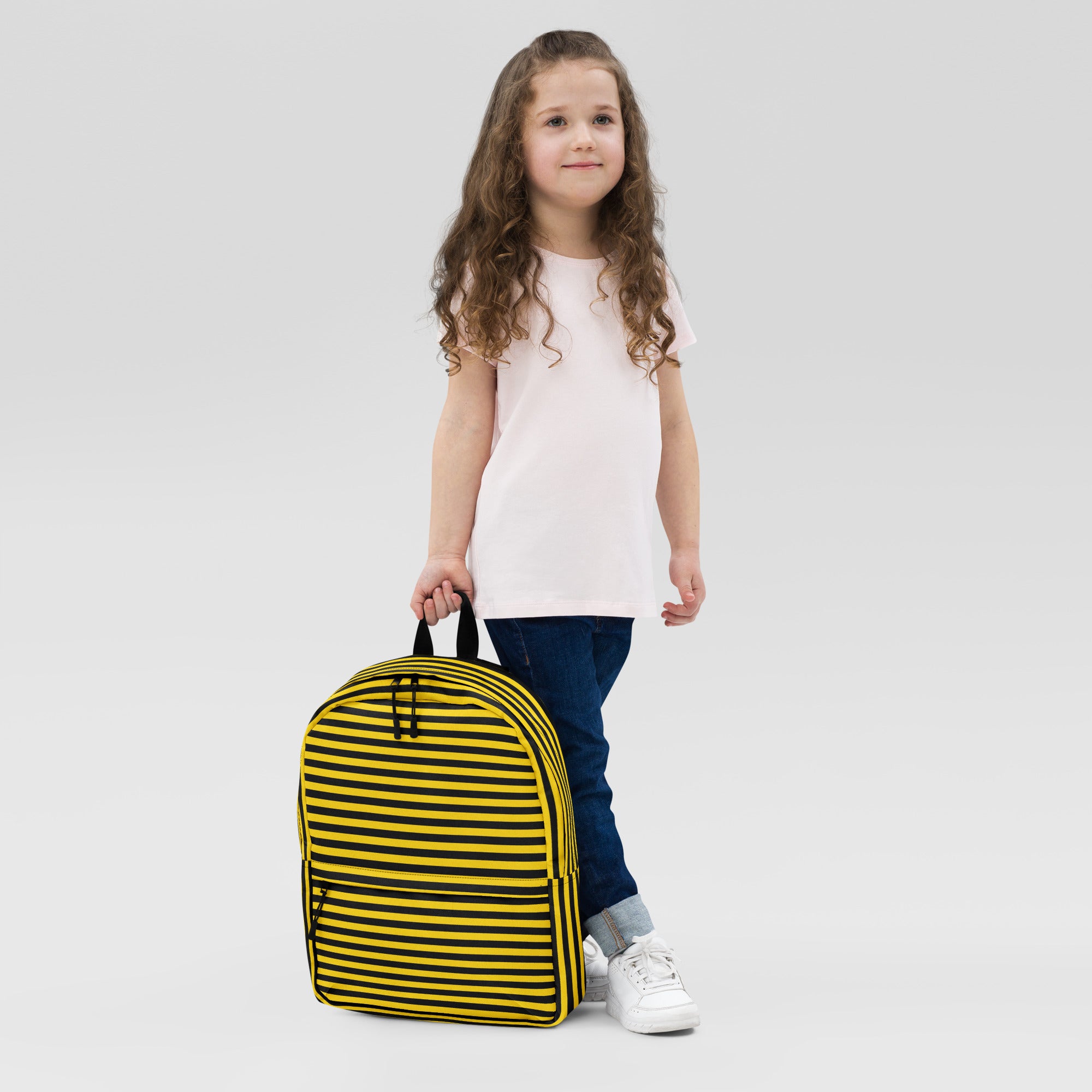 Yellow and Black Honey Bee Inspired Vertical Striped Backpack