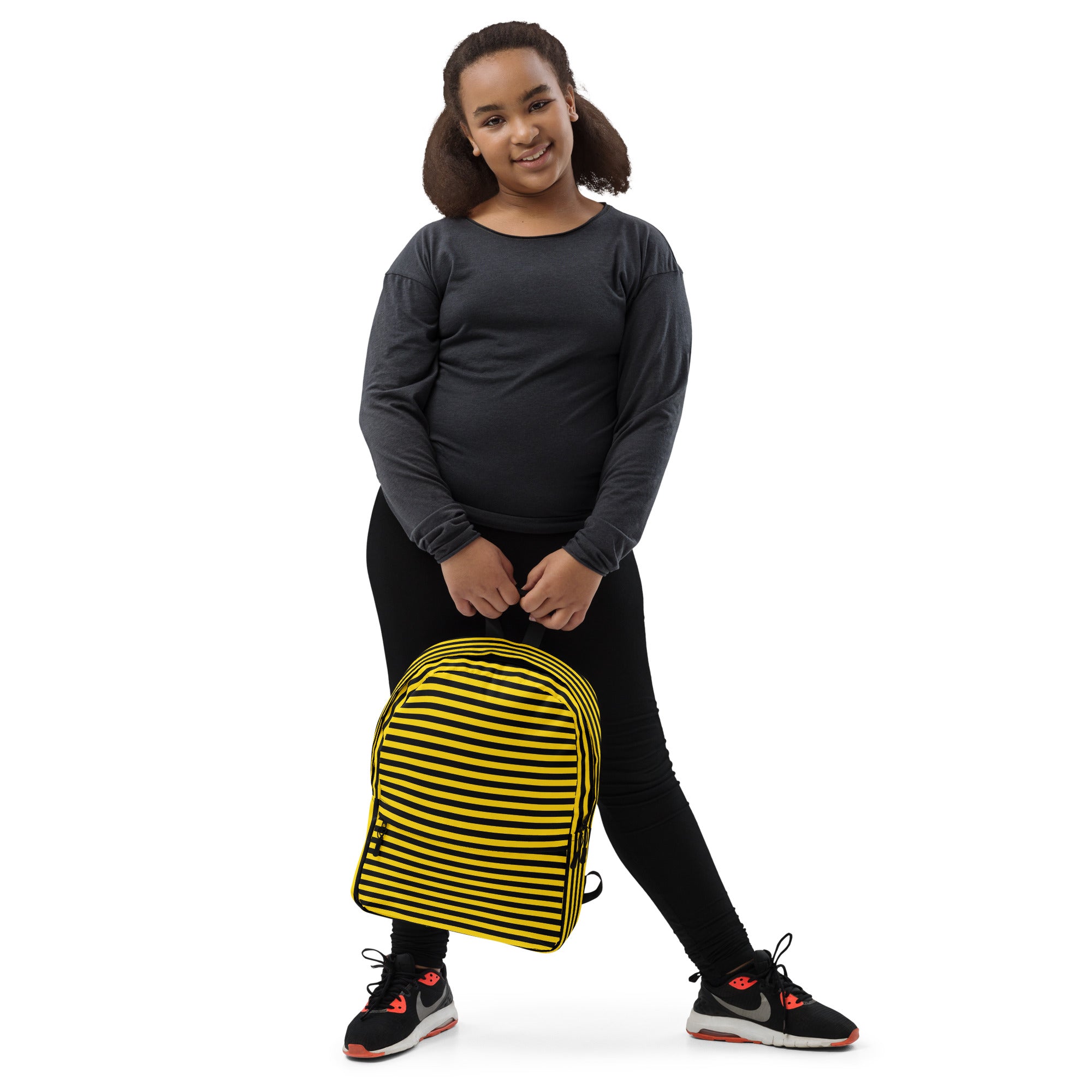 Yellow and Black Honey Bee Inspired Vertical Striped Backpack