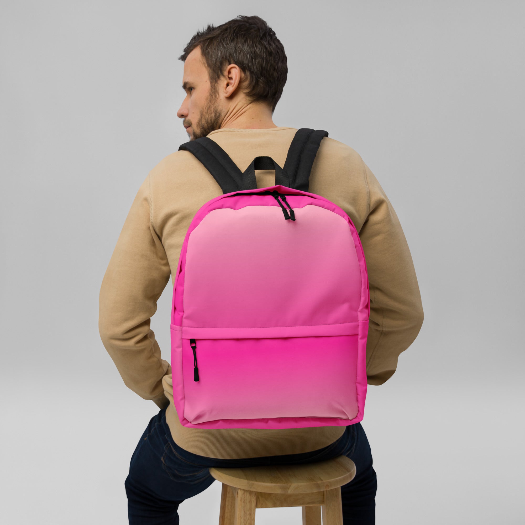 Preppy Pink Gradient Backpack for School & College