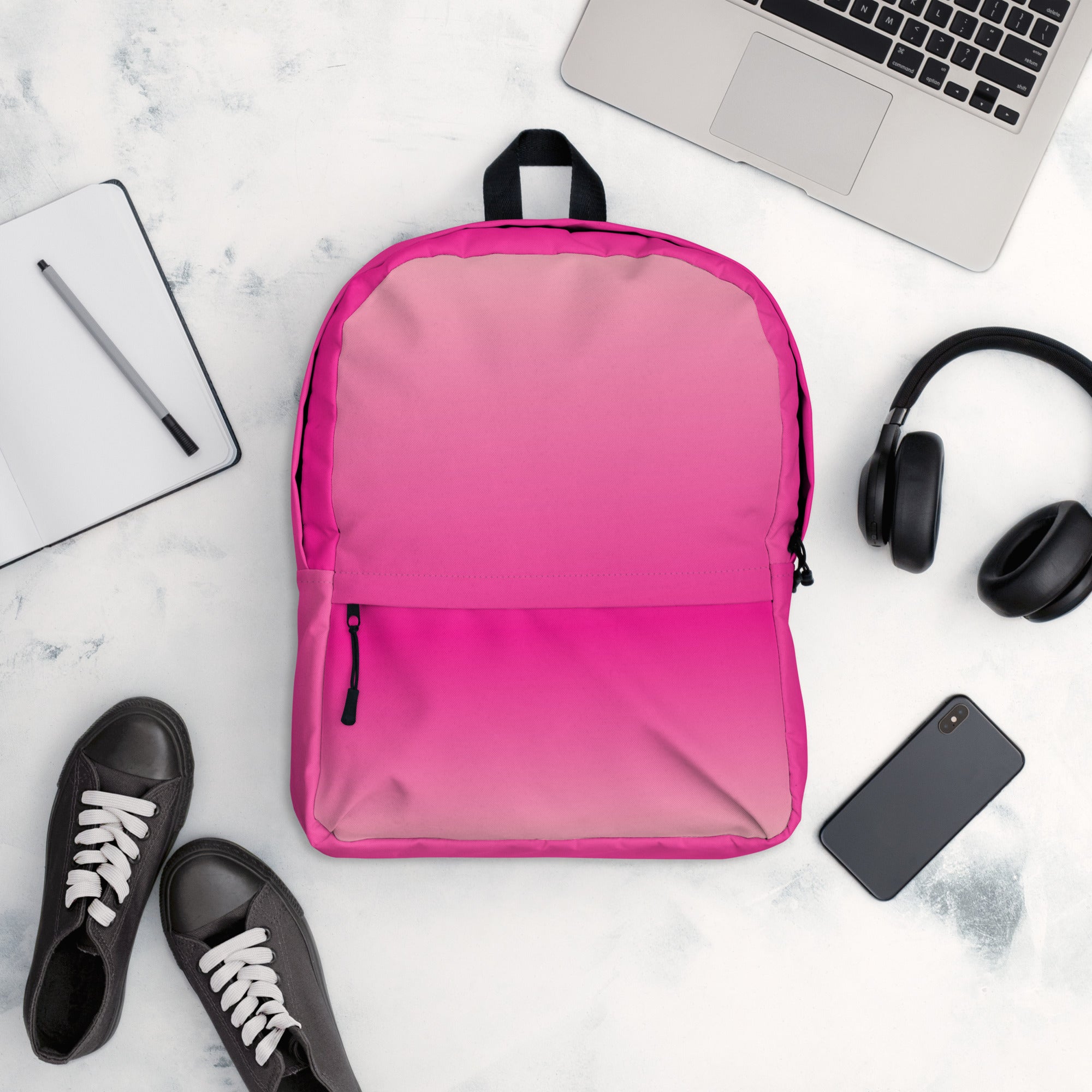 Preppy Pink Gradient Backpack for School & College