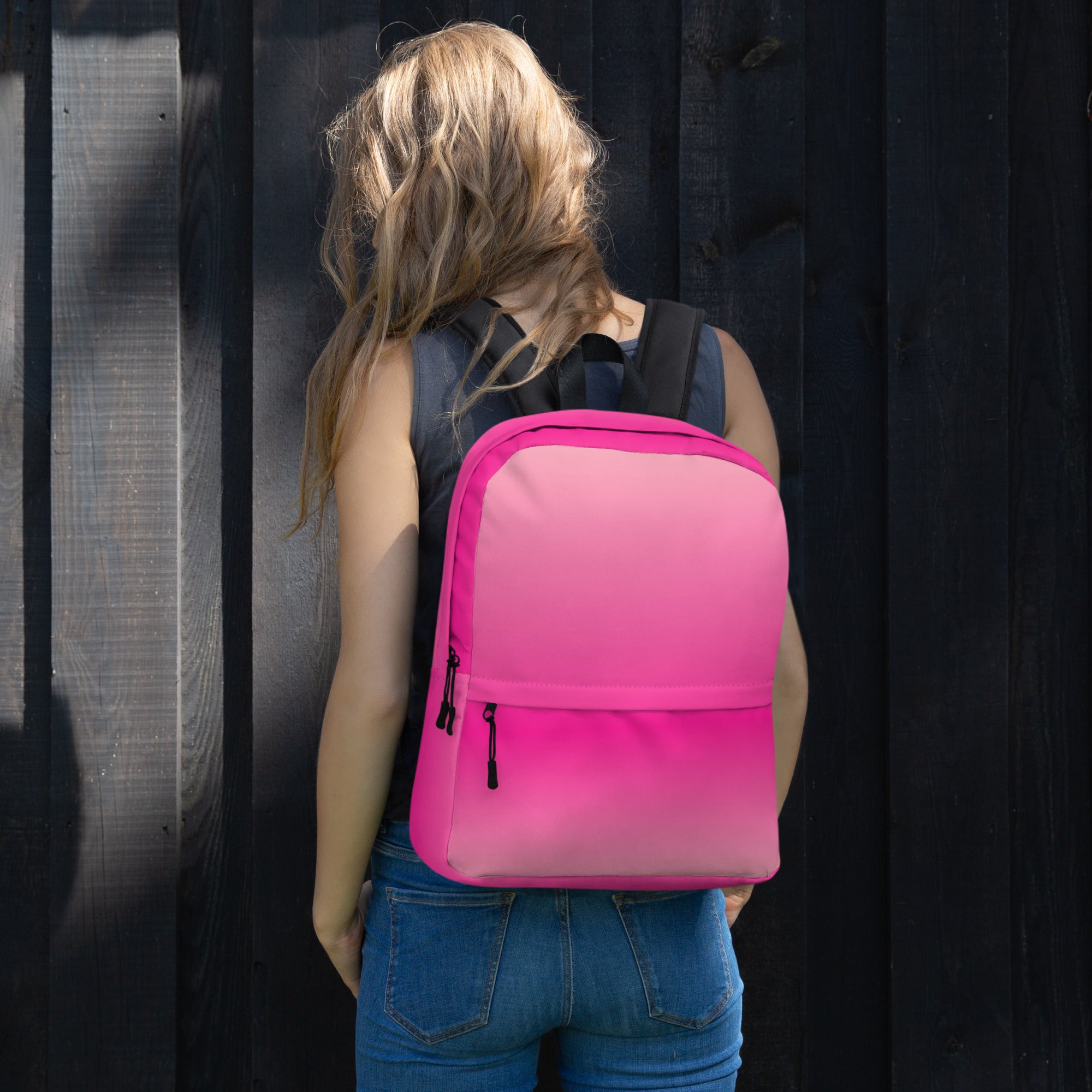 Preppy Pink Gradient Backpack for School & College