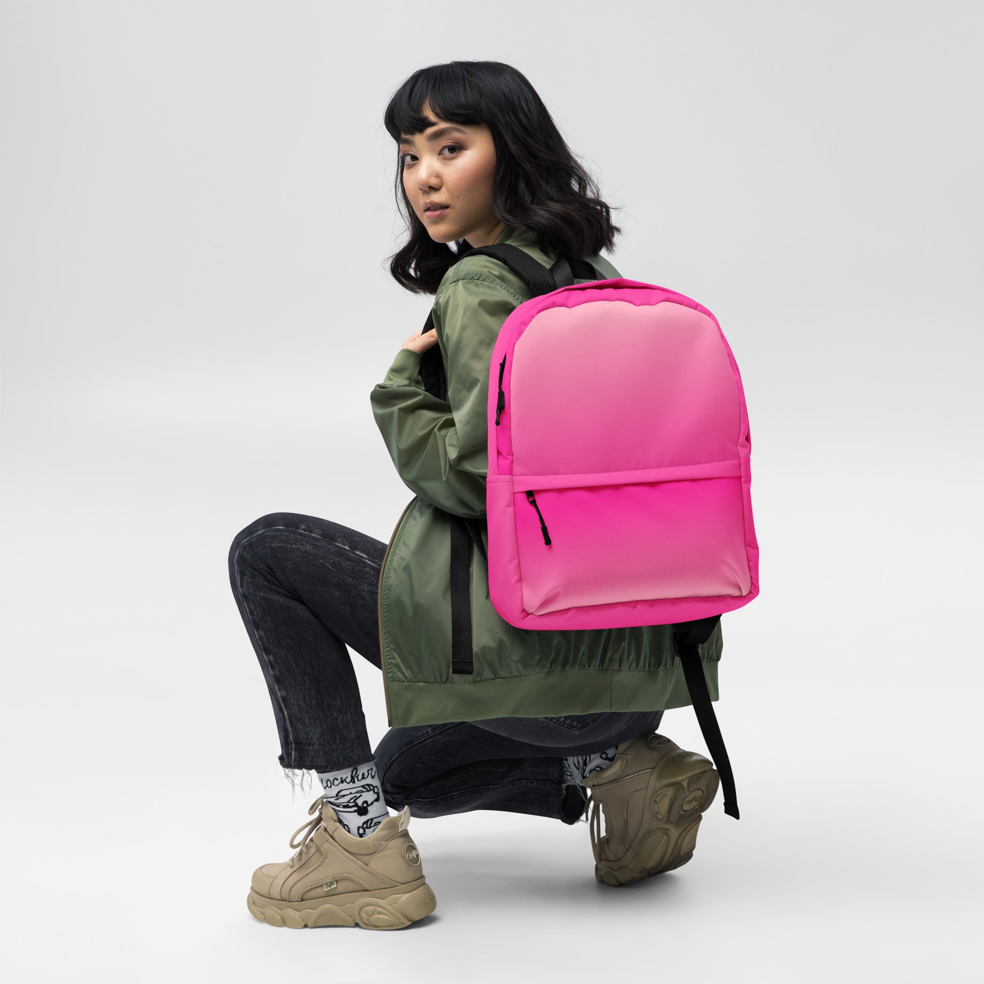 Preppy Pink Gradient Backpack for School & College