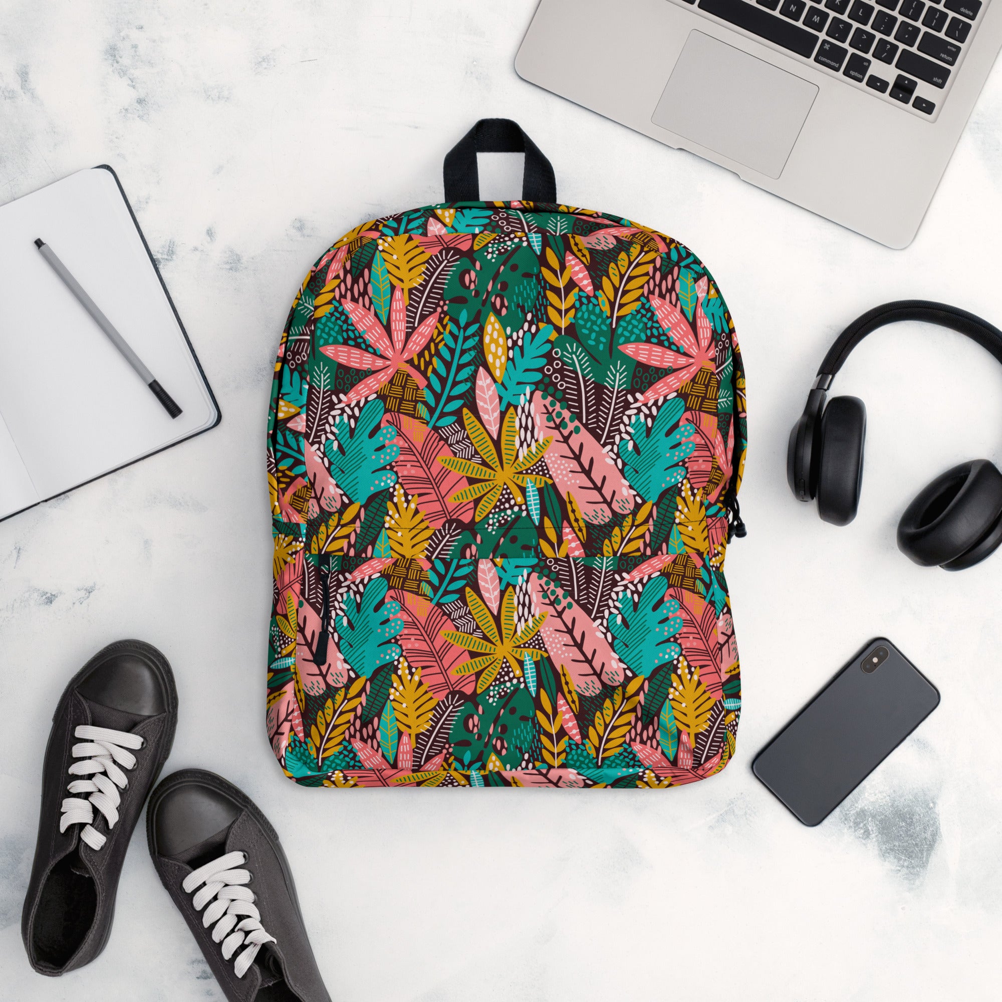 Boho Preppy Style Fall Leaves Pattern Backpack