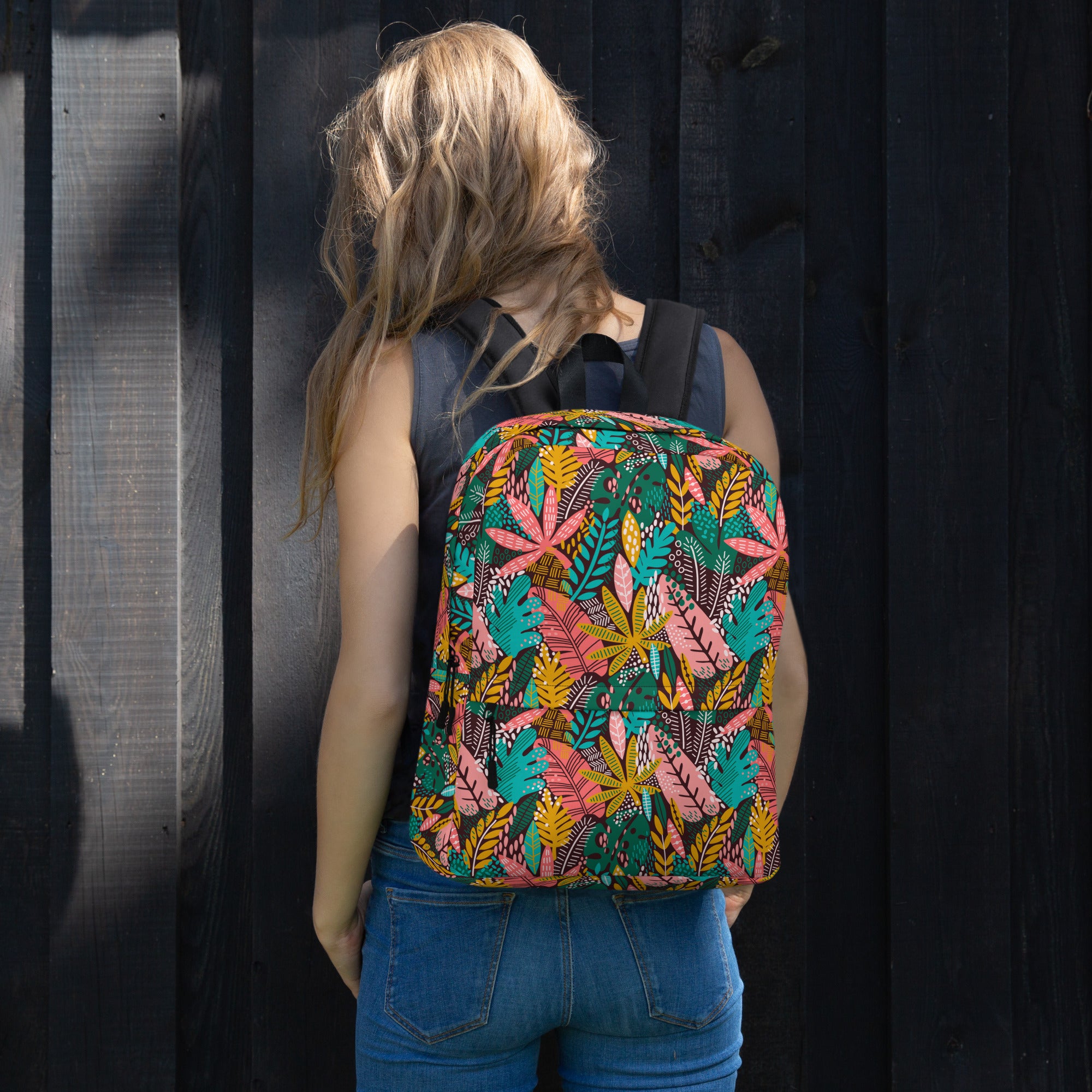 Boho Preppy Style Fall Leaves Pattern Backpack