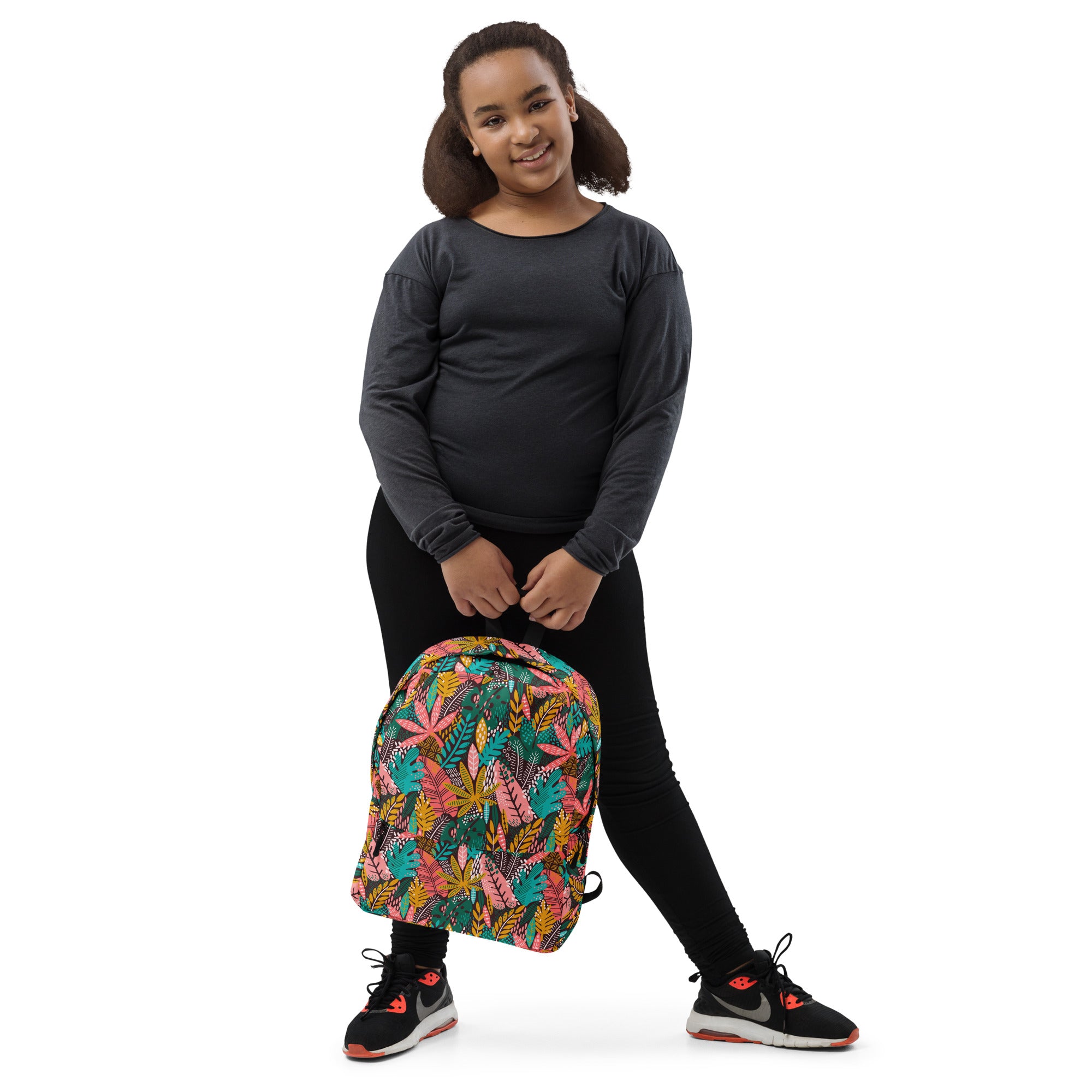 Boho Preppy Style Fall Leaves Pattern Backpack