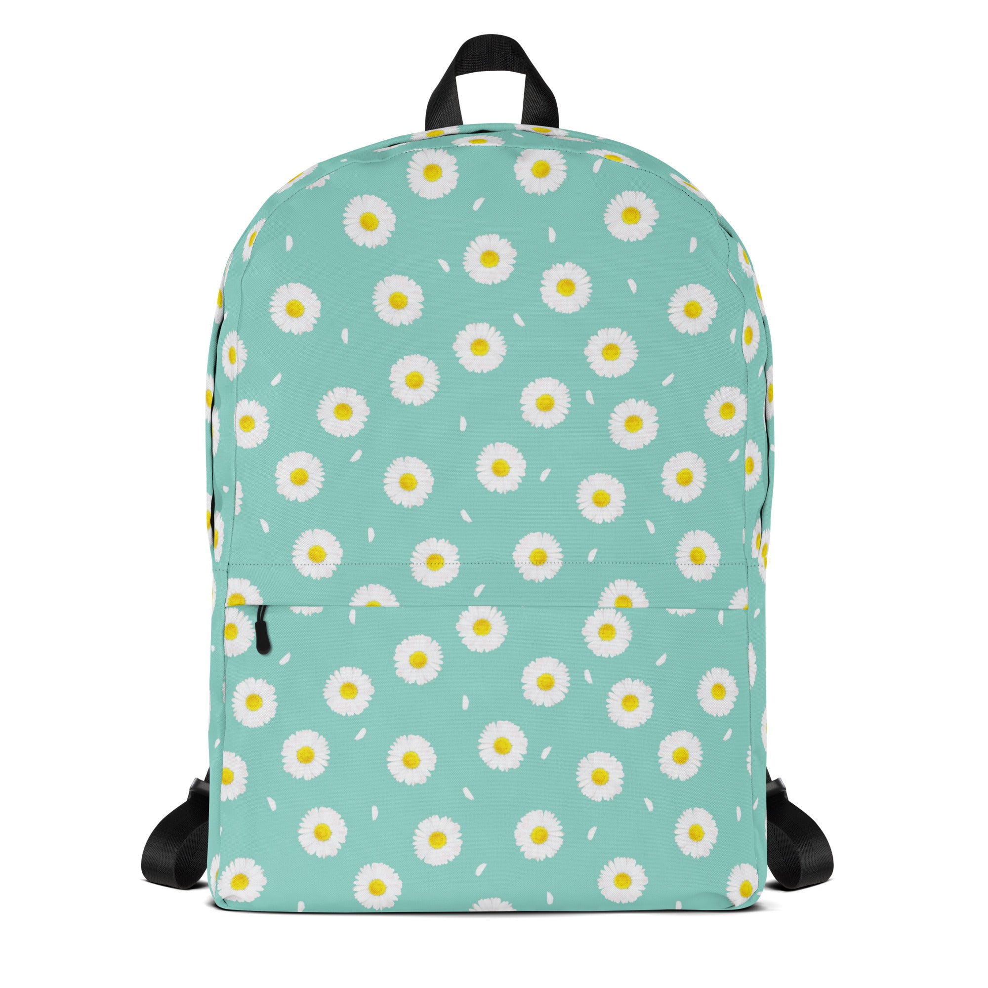 White Daisy Flower Pattern Pastel Blue Summer Backpack