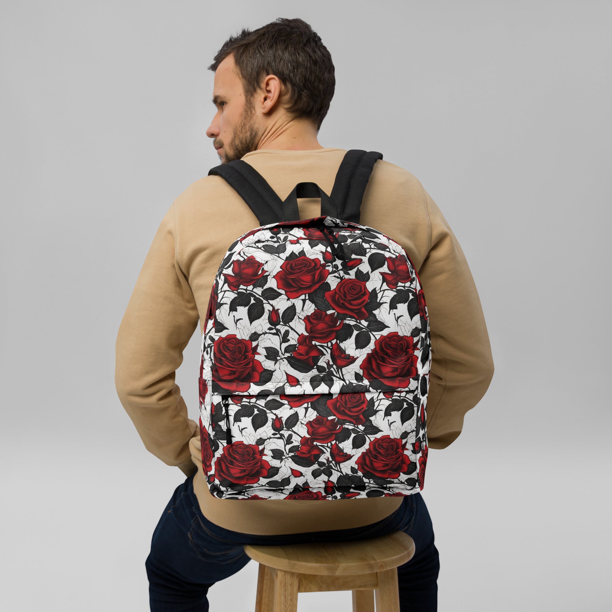 Vintage Style Fairytale Red Rose Backpack