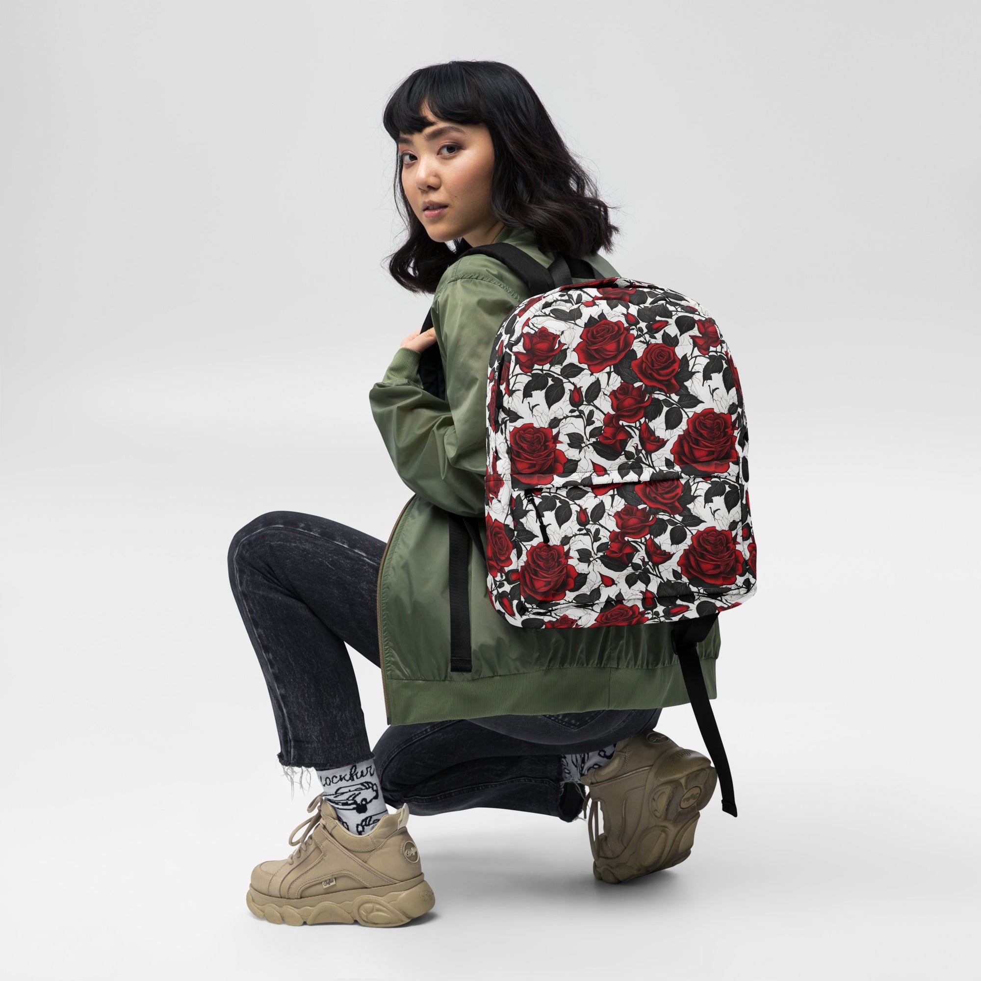 Vintage Style Fairytale Red Rose Backpack