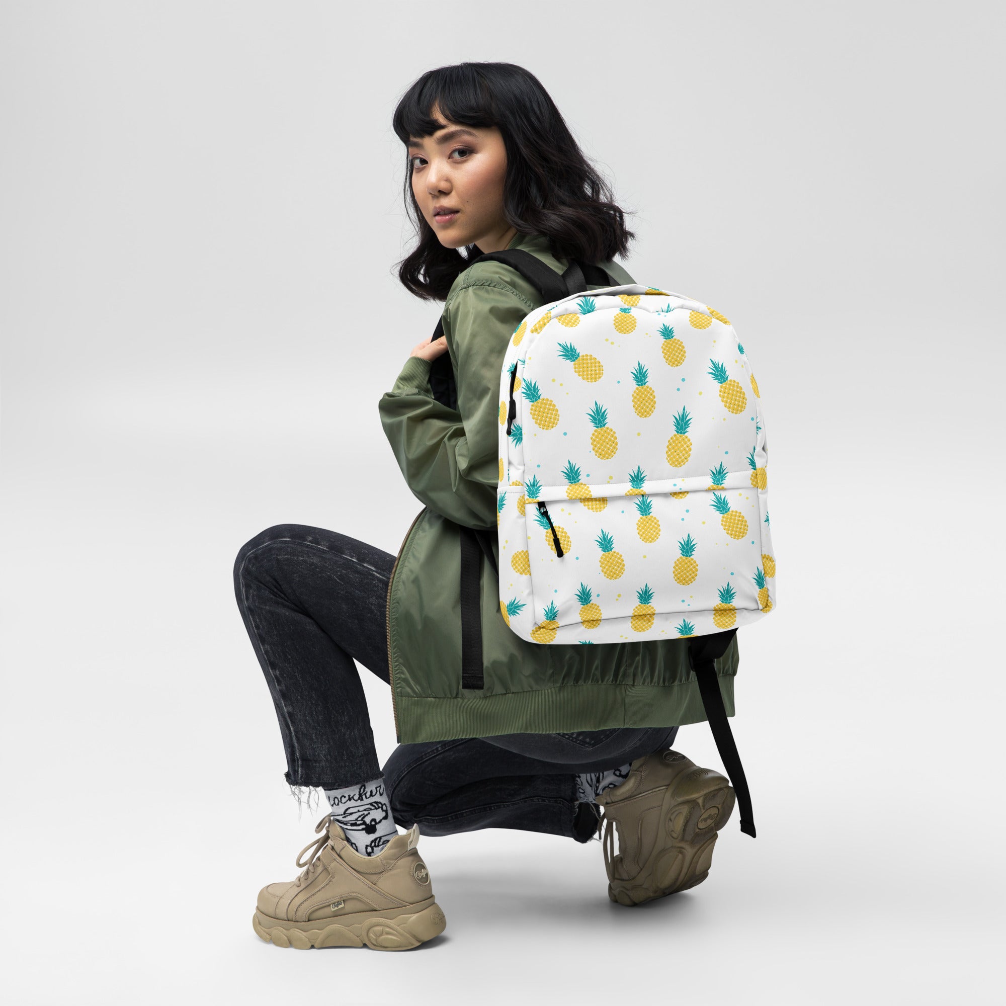 Tropical Fruit Pineapple Print Summer Backpack for School