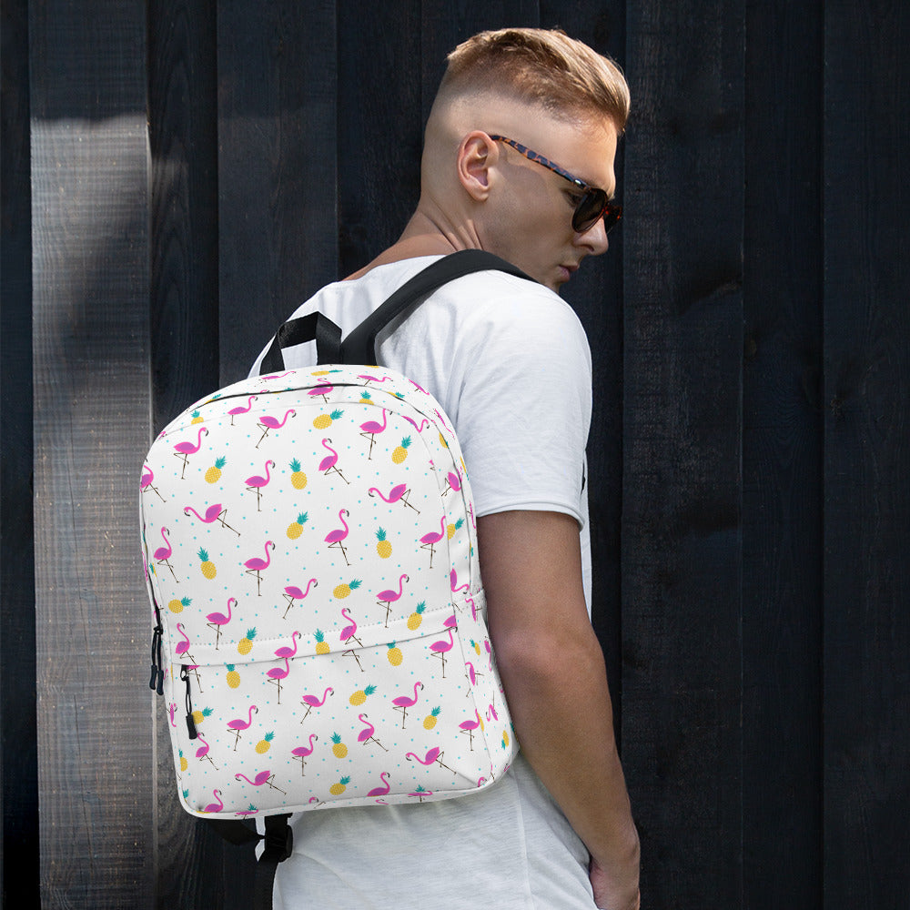 Lightweight Tropical Pineapple Pink Flamingo Summer Backpack