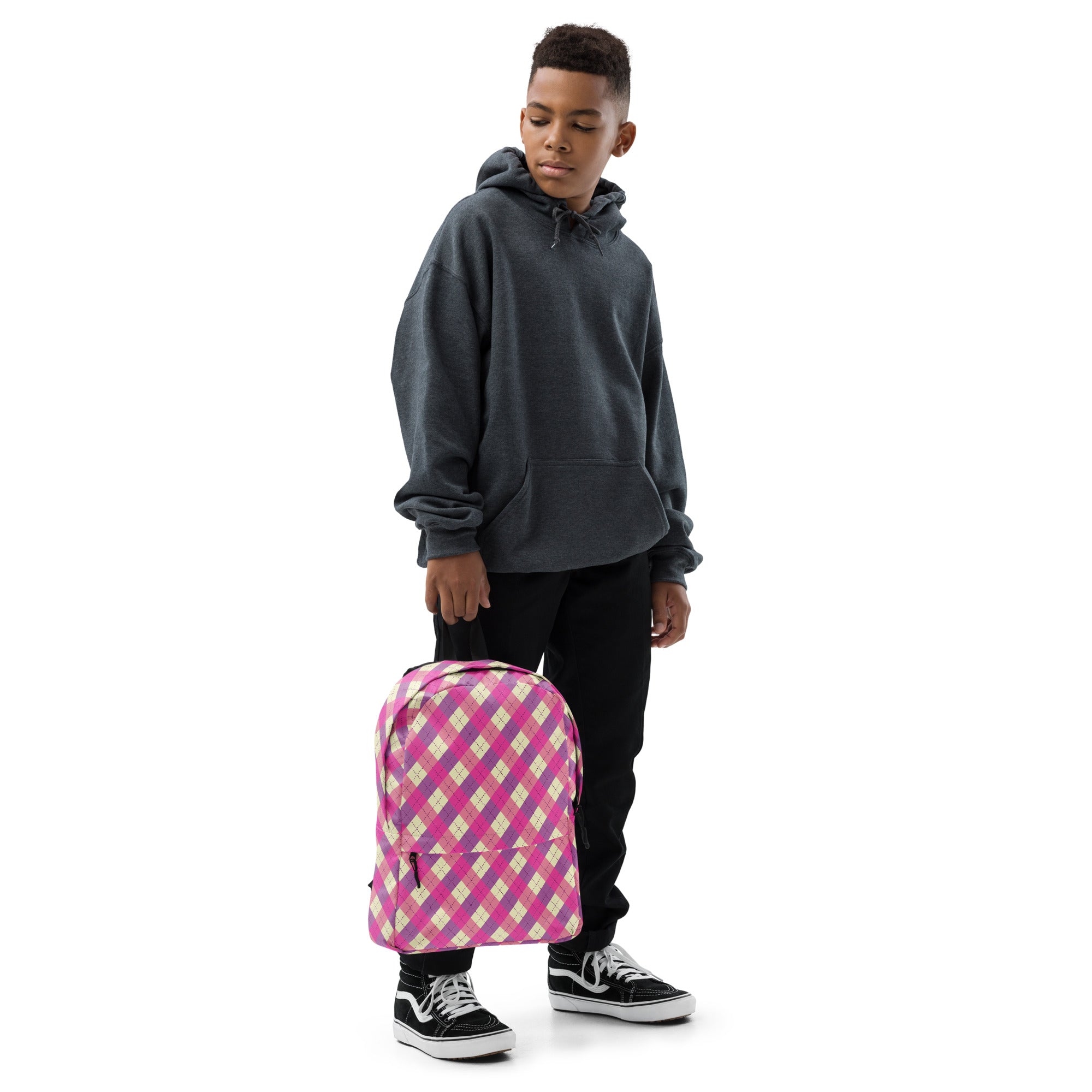 Preppy Pink & Purple Gingham Plaid Aesthetic Backpack