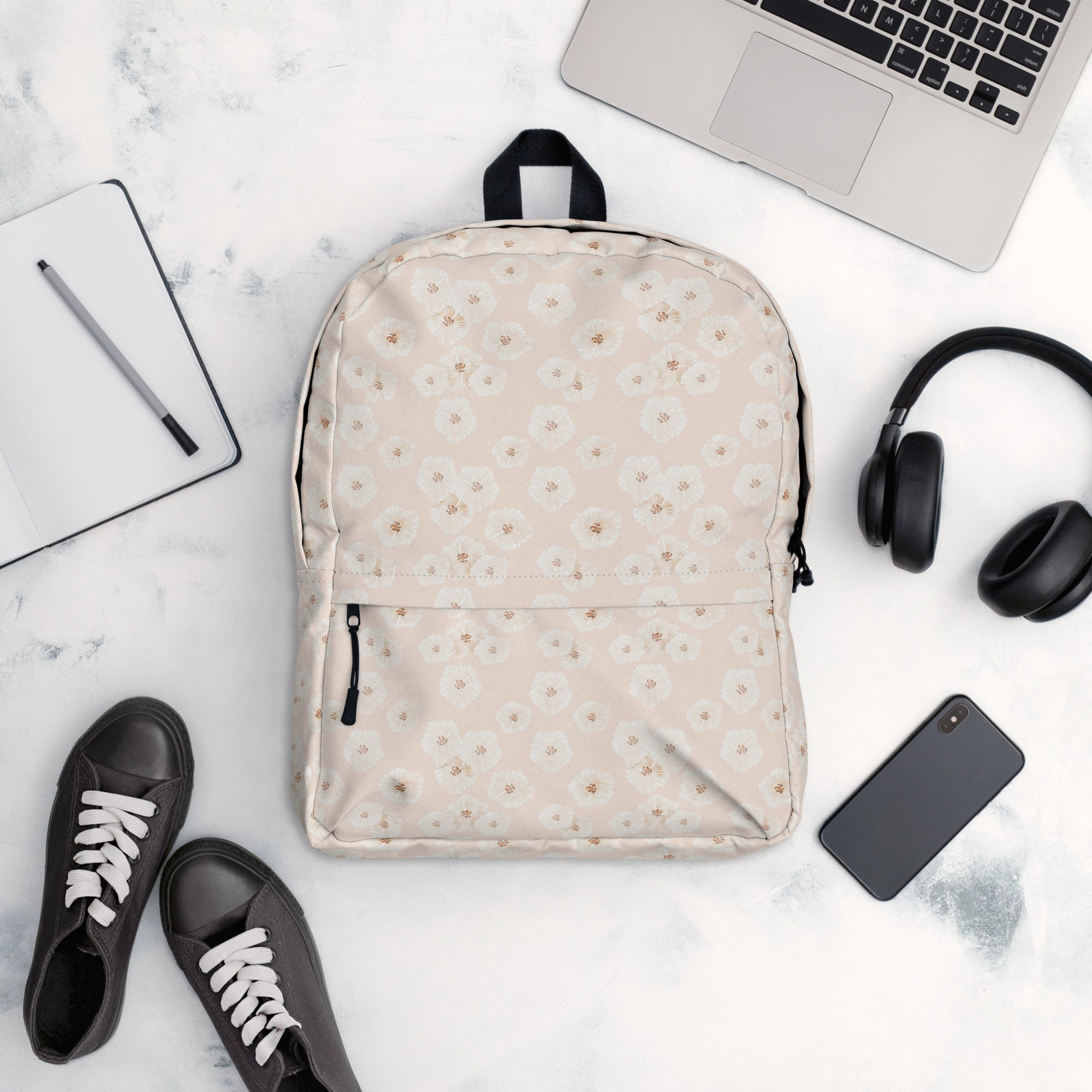 Aesthetic Pink Botanical Daisy Backpack for Summer