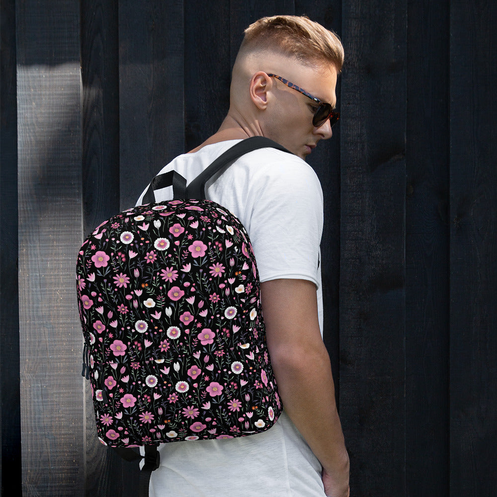 Black Floral Backpack for Laptops Books & School