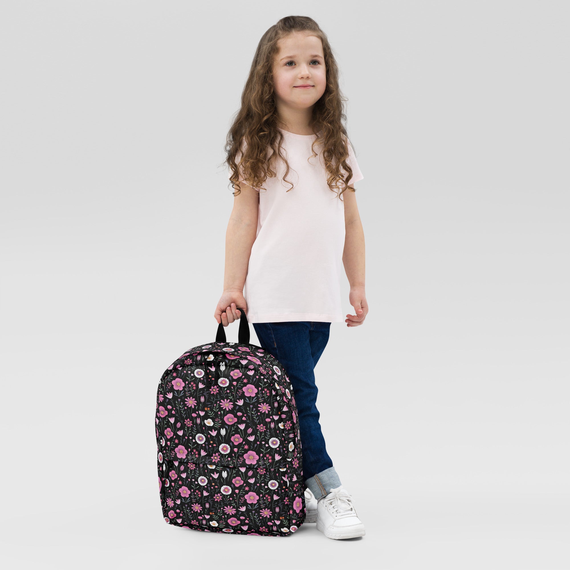Black Floral Backpack for Laptops Books & School