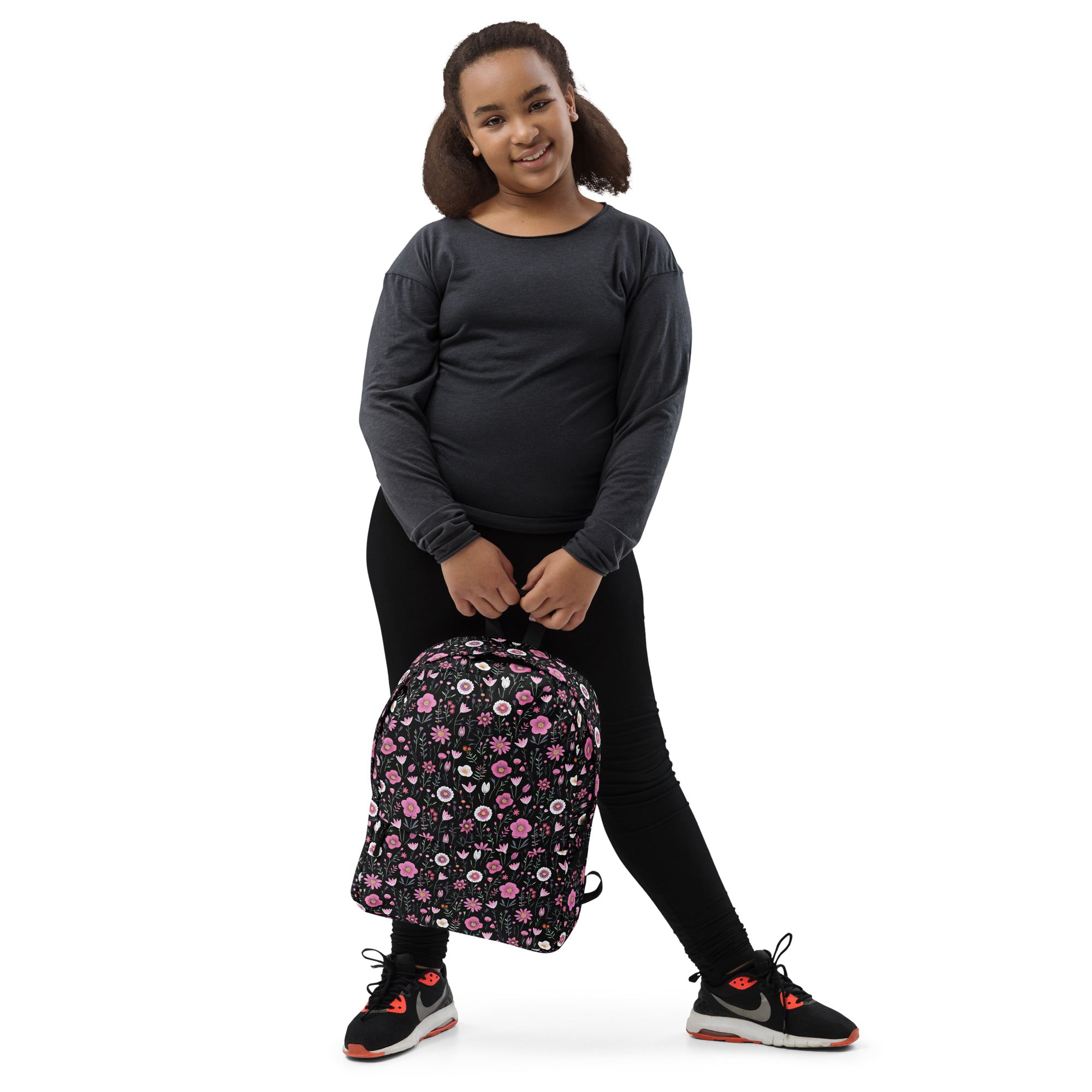 Black Floral Backpack for Laptops Books & School