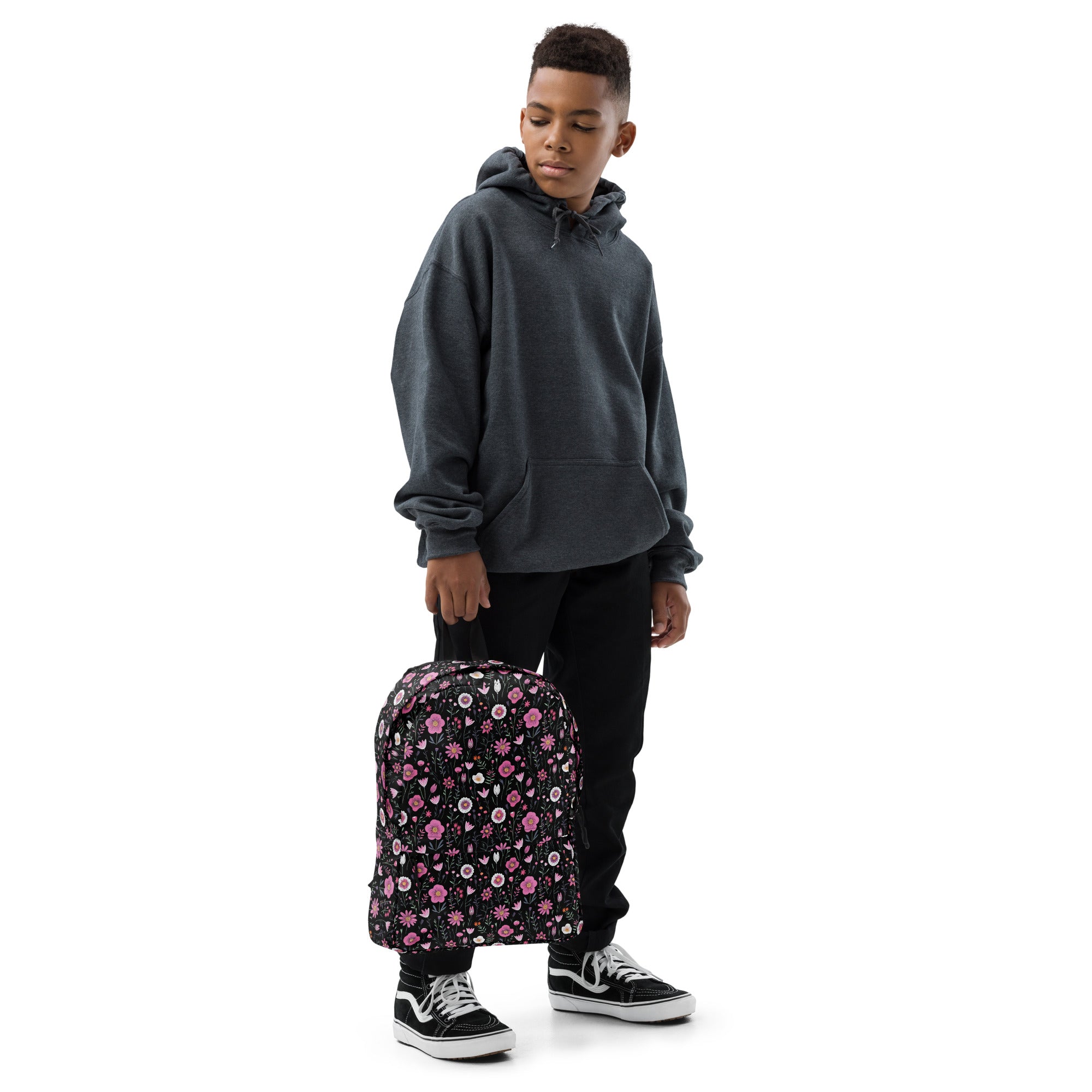 Black Floral Backpack for Laptops Books & School