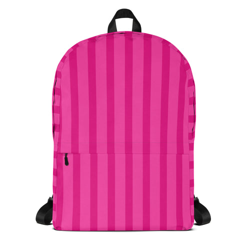 Preppy Aesthetic Pink Bubblegum Striped Statement Backpack