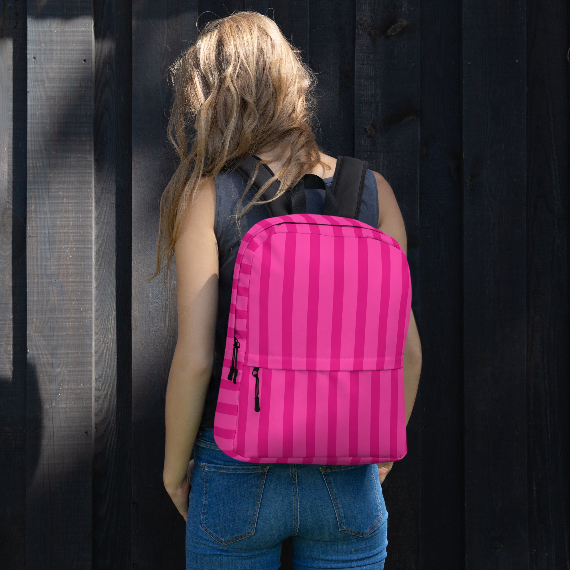 Preppy Aesthetic Pink Bubblegum Striped Statement Backpack