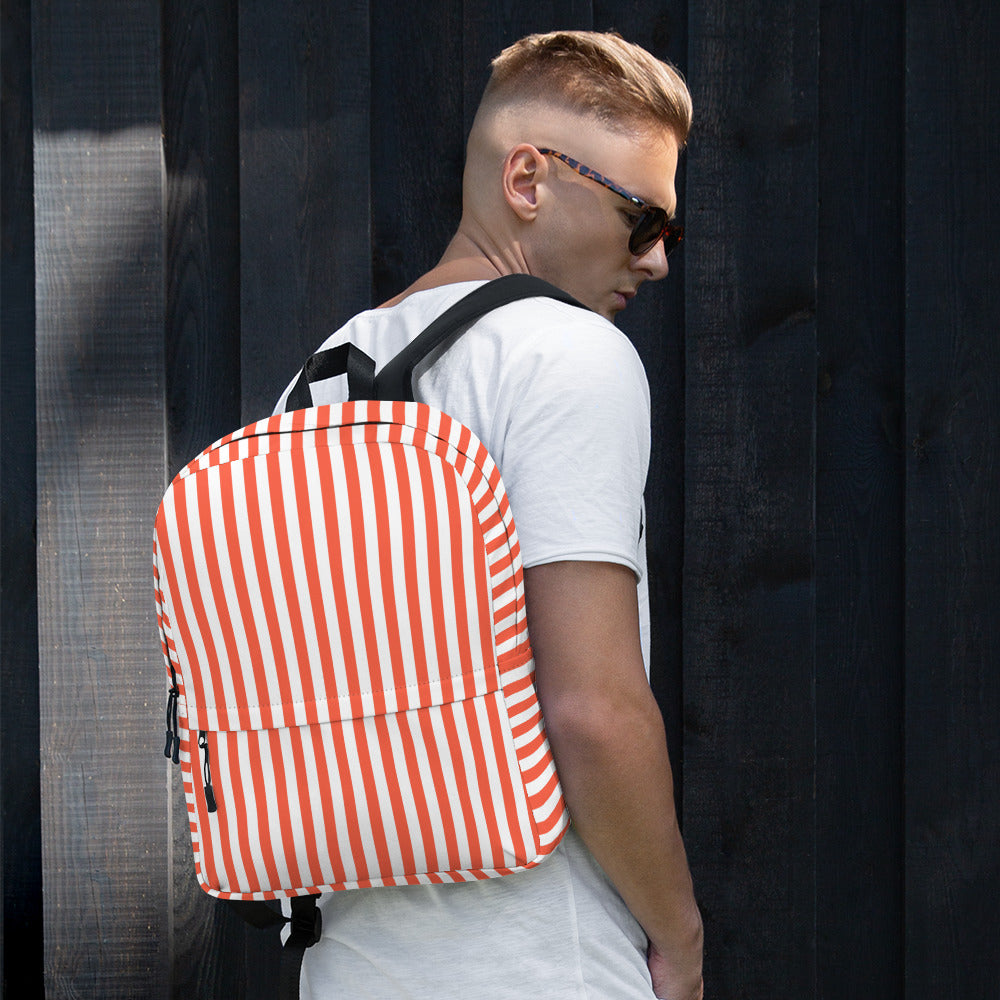White and Orange Stripes Carry On Travel Backpack