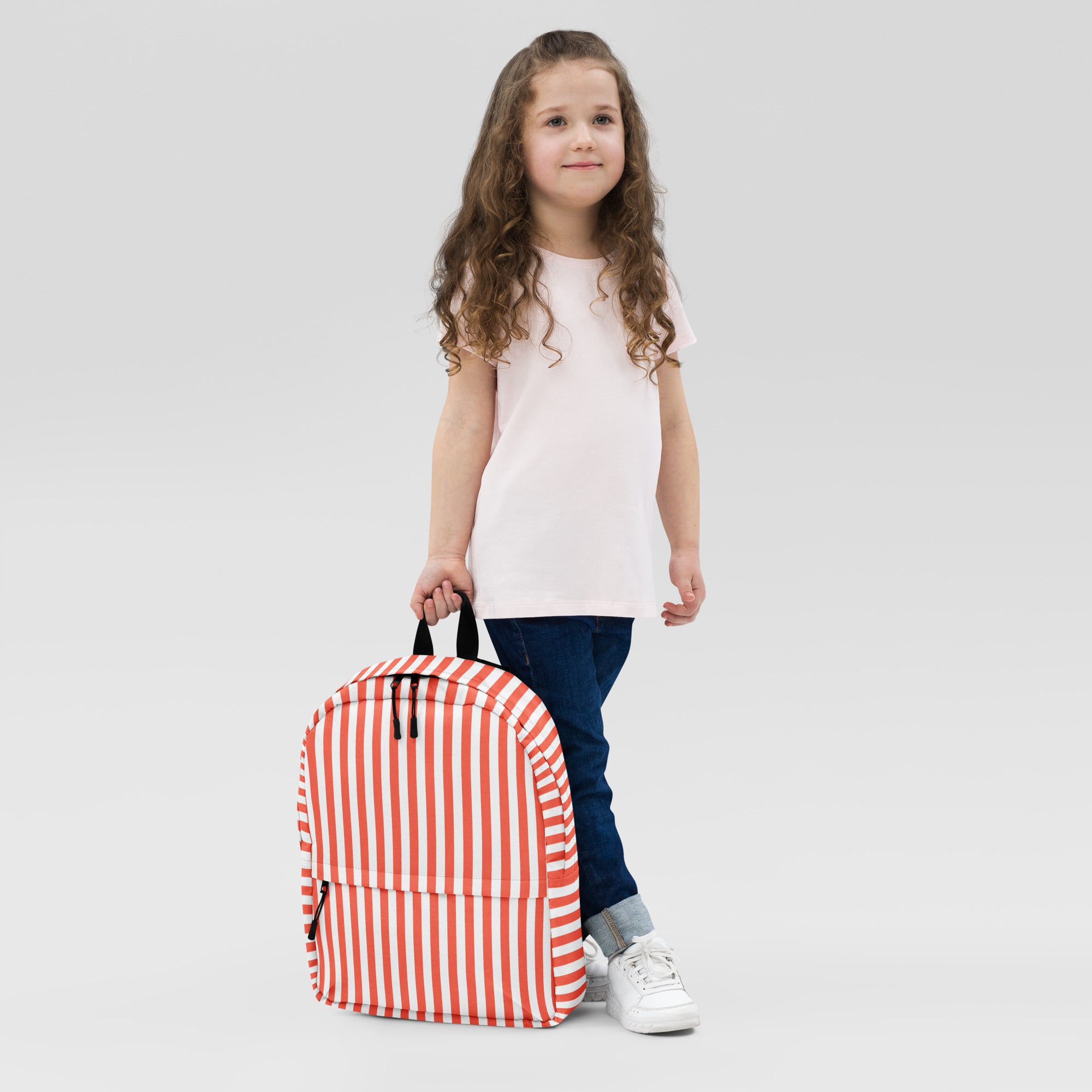 White and Orange Stripes Carry On Travel Backpack