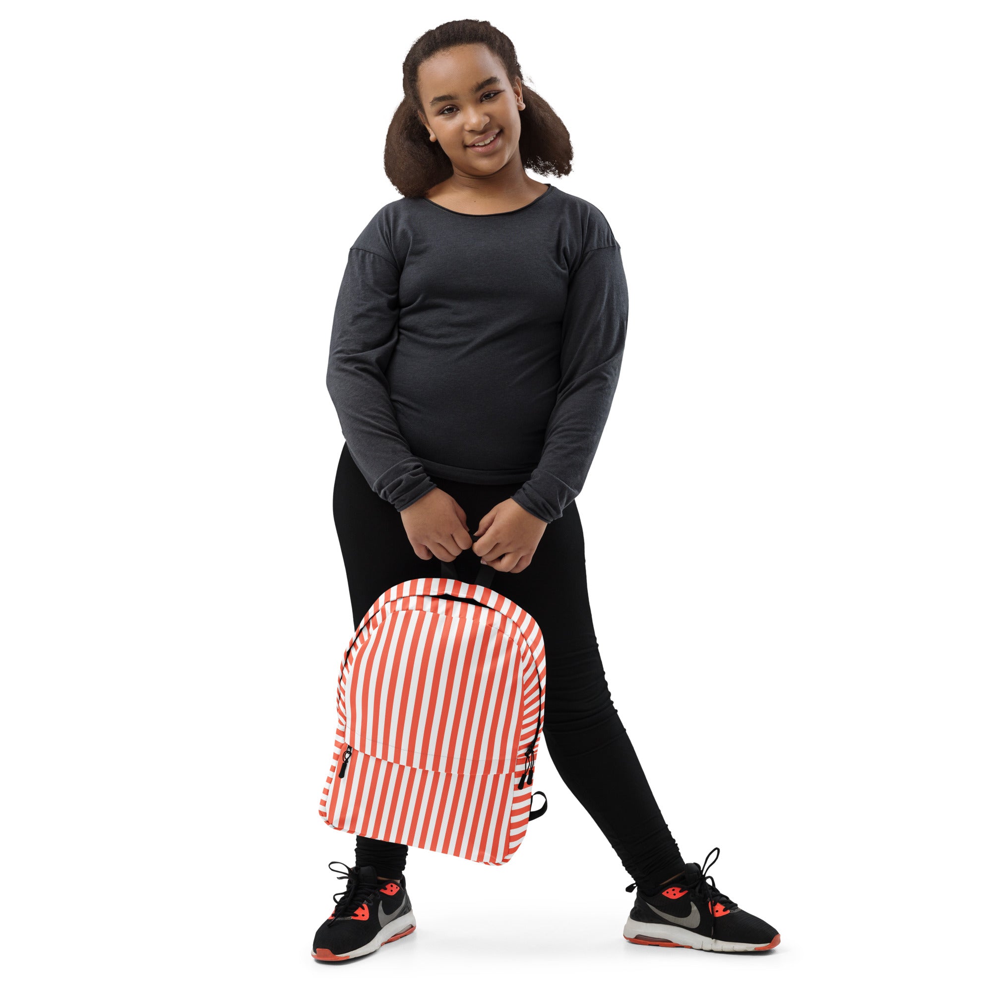 White and Orange Stripes Carry On Travel Backpack