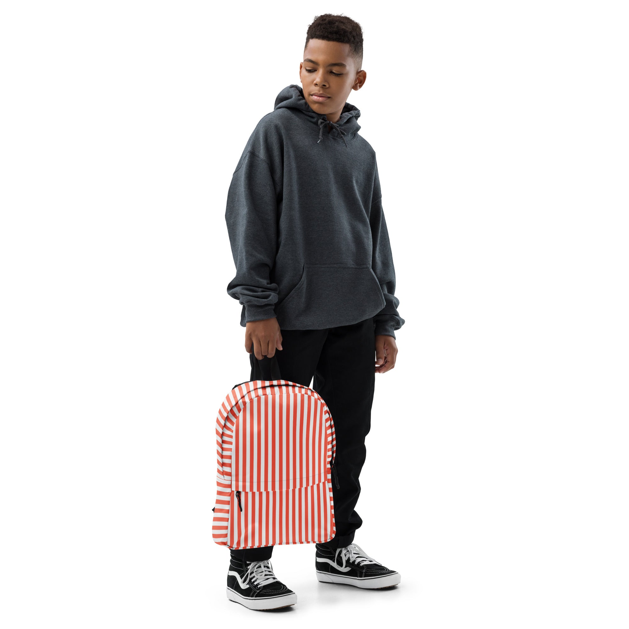 White and Orange Stripes Carry On Travel Backpack