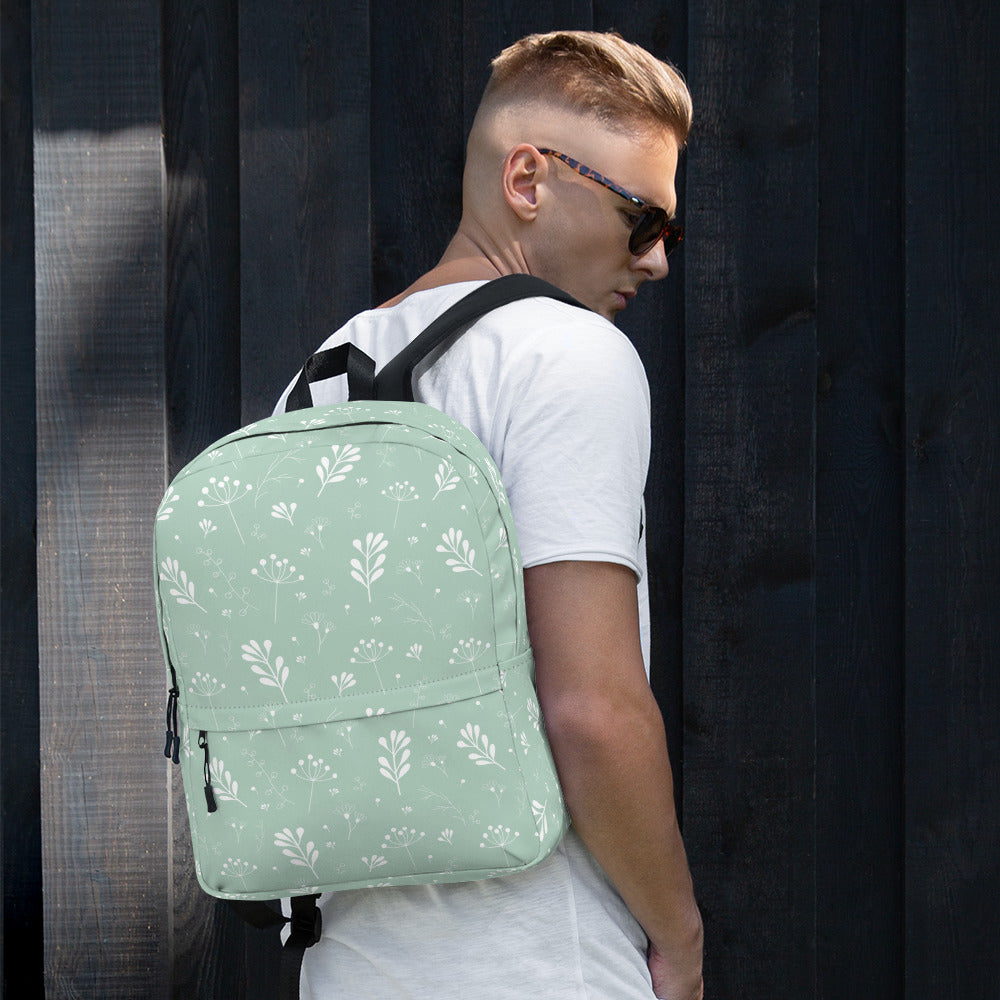 Pastel Green Clean Summer Seamless Floral Backpack