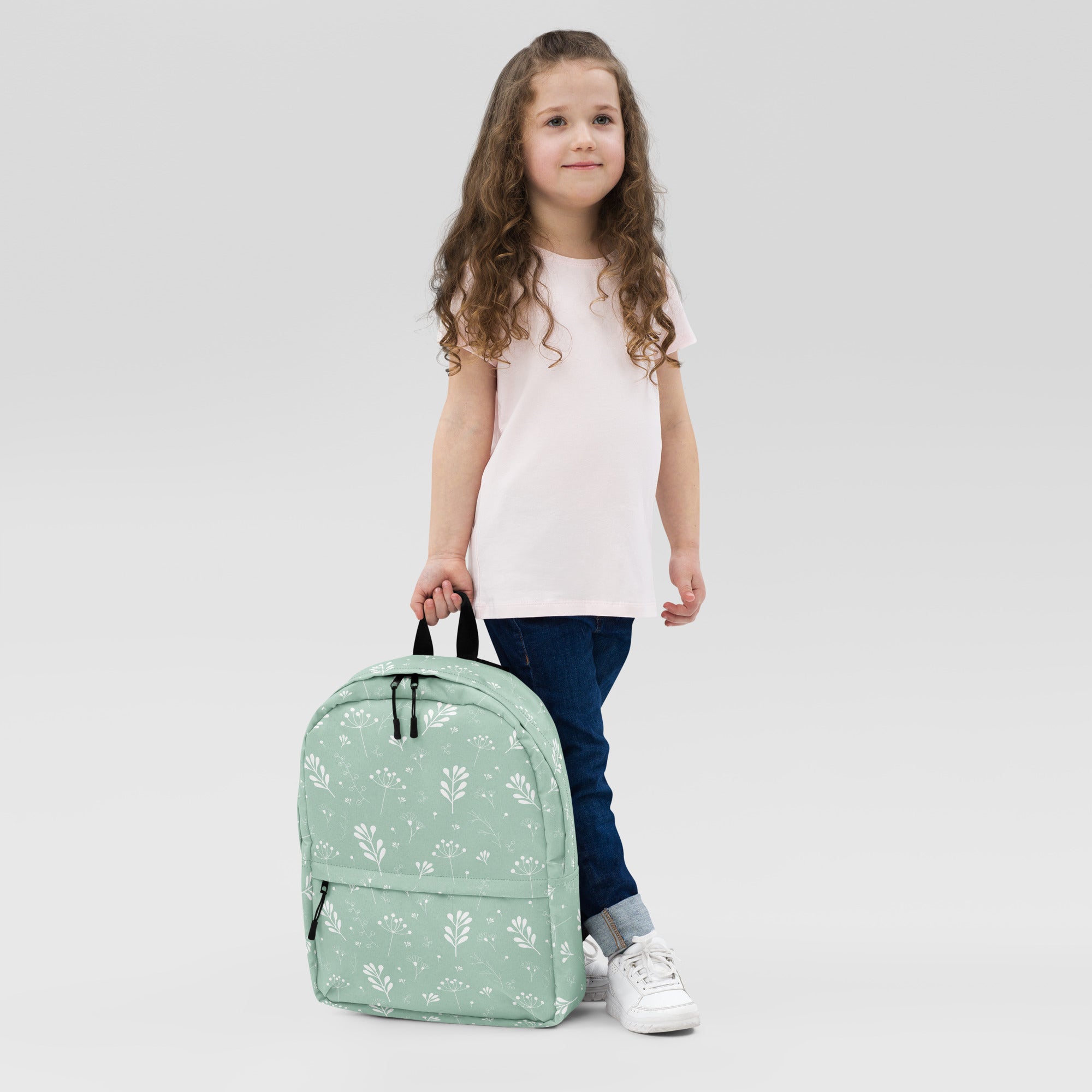 Pastel Green Clean Summer Seamless Floral Backpack